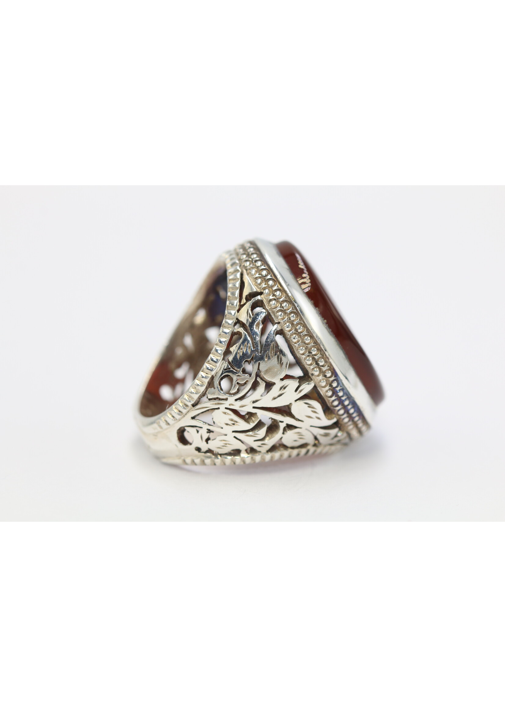 925 silver ring set with natural Carnelian