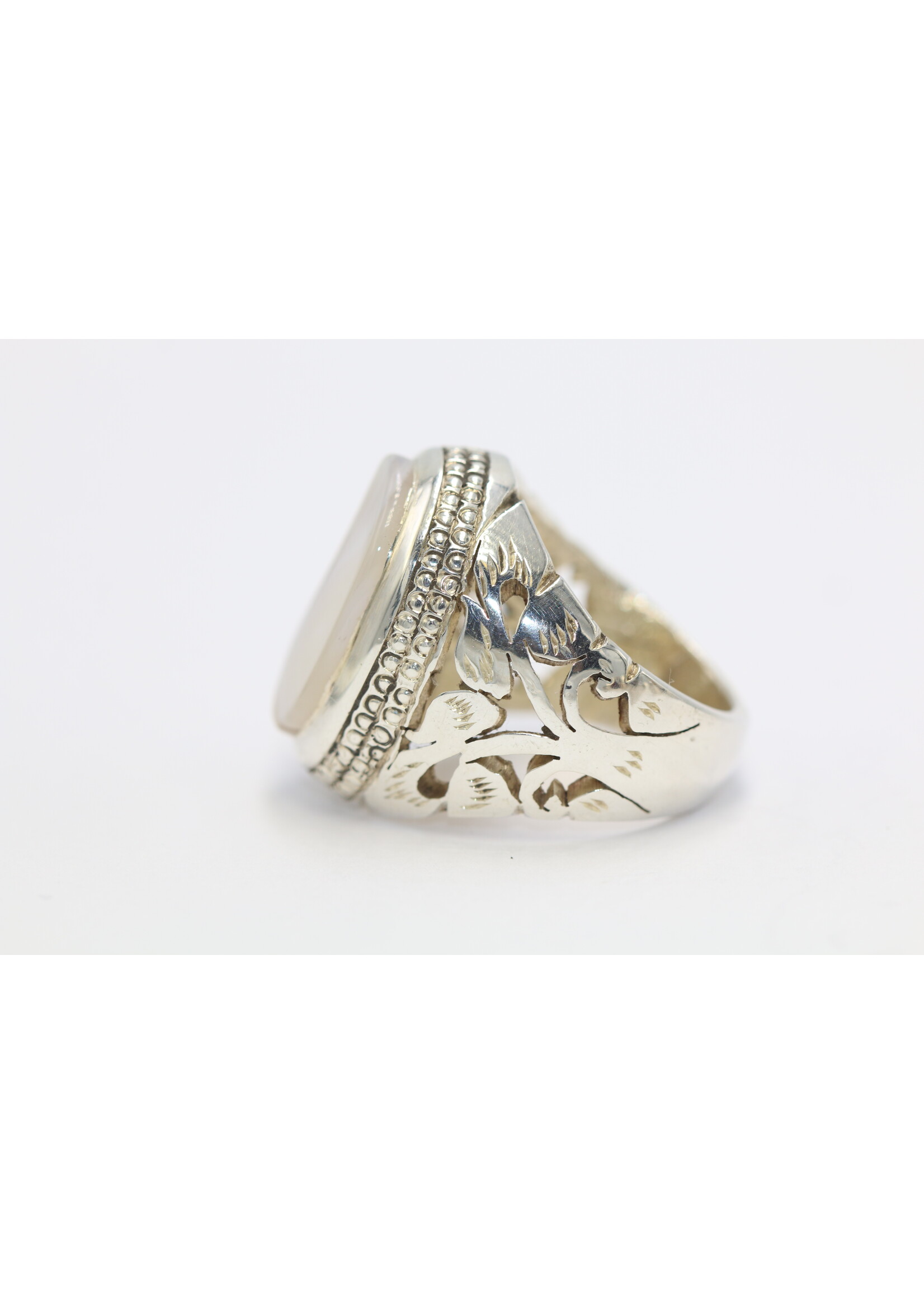 Anello in argento 925 con agata muschiata naturale