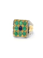 Silver Ring with sapphire and emeralds