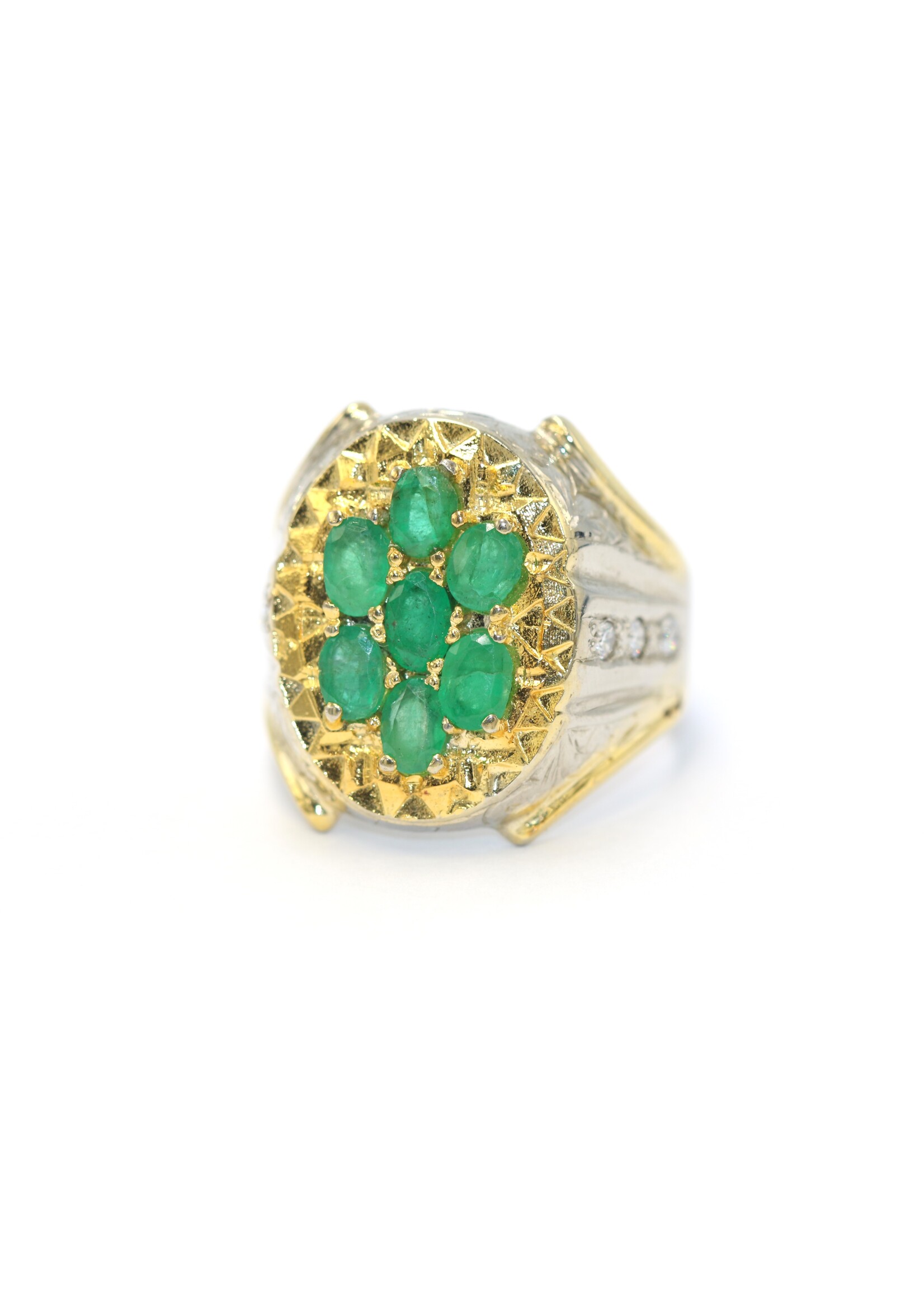 Bague en argent 925 sertie d'une émeraude naturelle