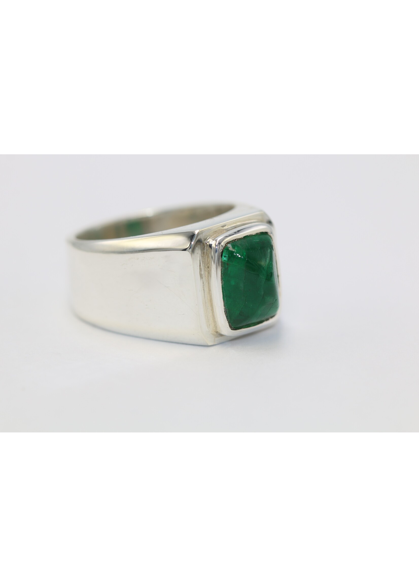 Bague en argent 925 sertie d'une émeraude naturelle