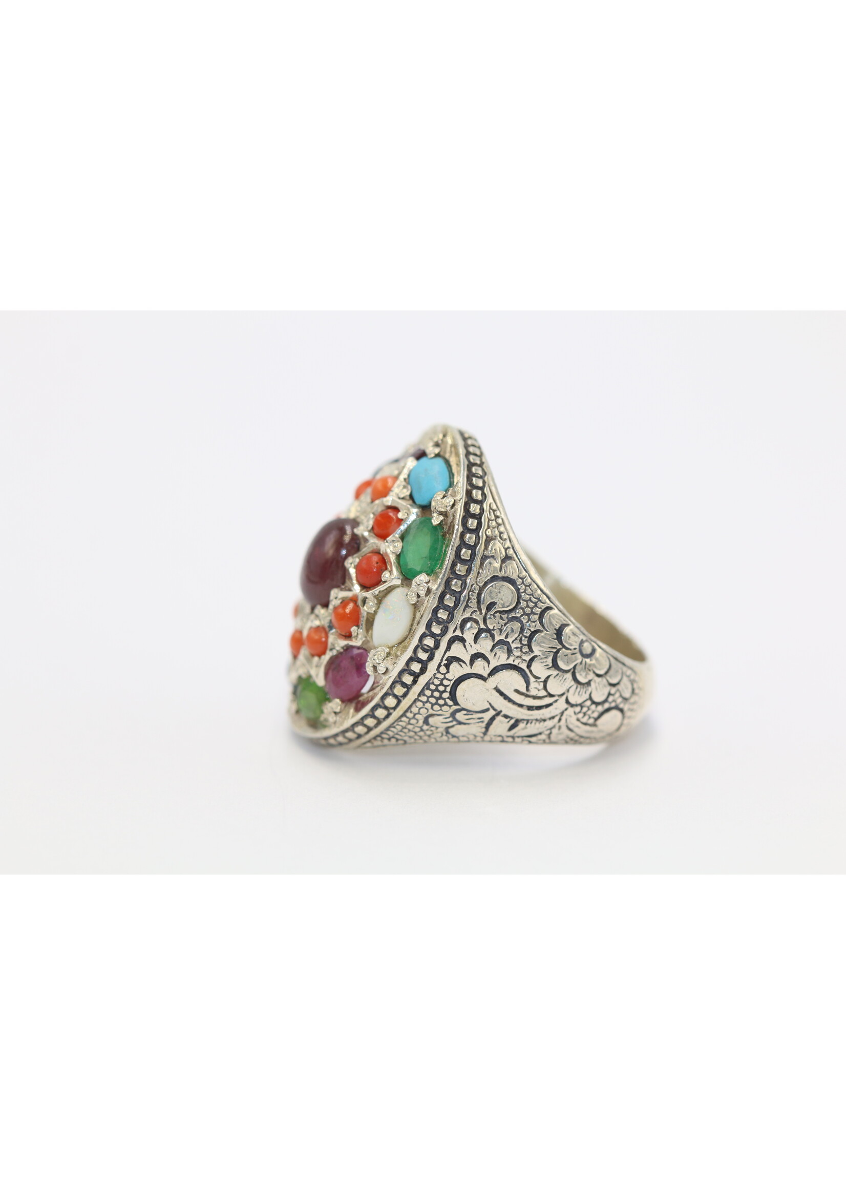 925 zilver ring bezet met natuurlijke saffier,koral,granaat.parel,lapis,topaas,toermalijn,turquoise,amethist,smaragd en robijnen