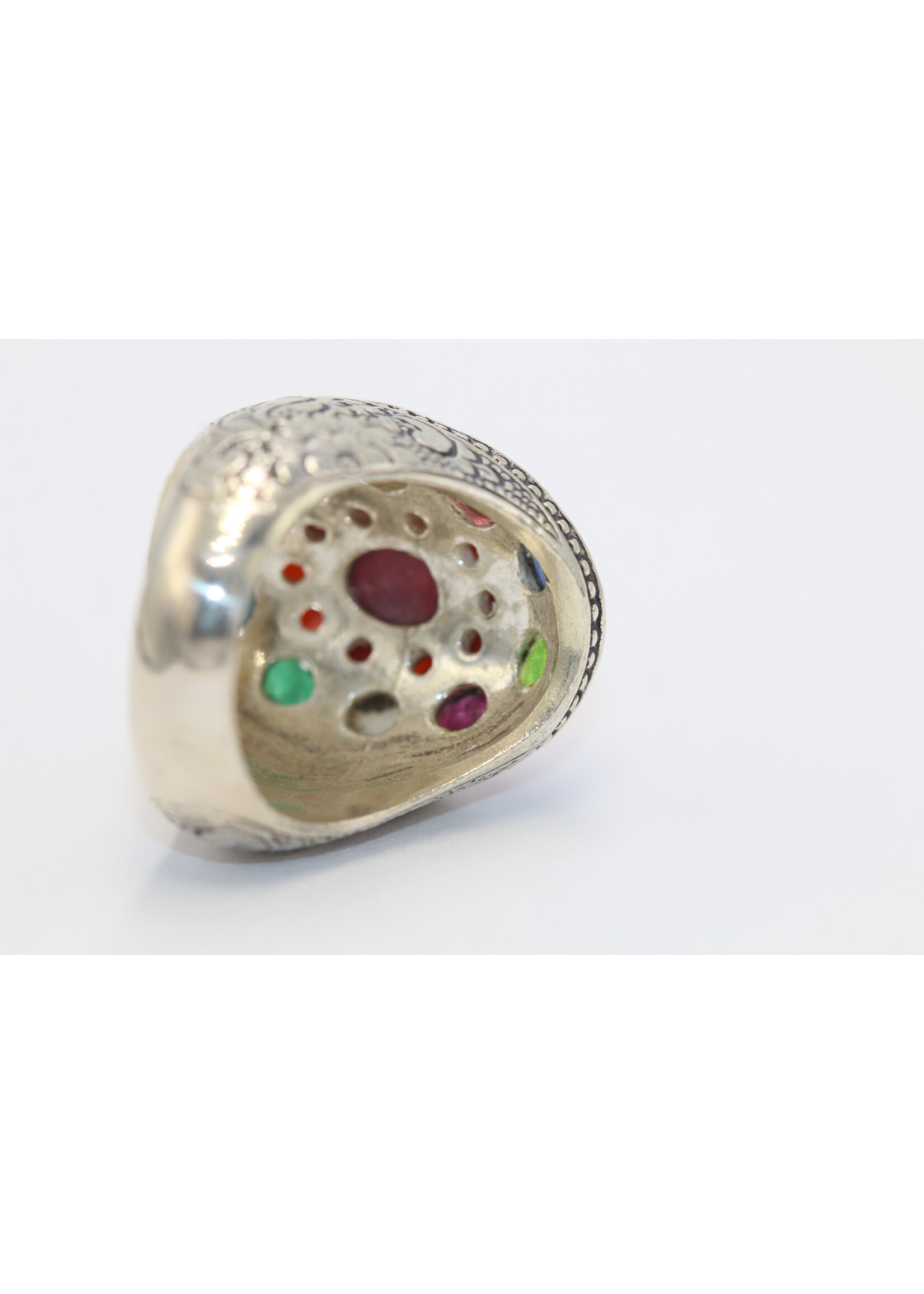 Anello in argento 925 con zaffiro naturale, corallo, granato, perla, lapislazzuli, topazio, tormalina, turchese, ametista, smeraldo e rubini