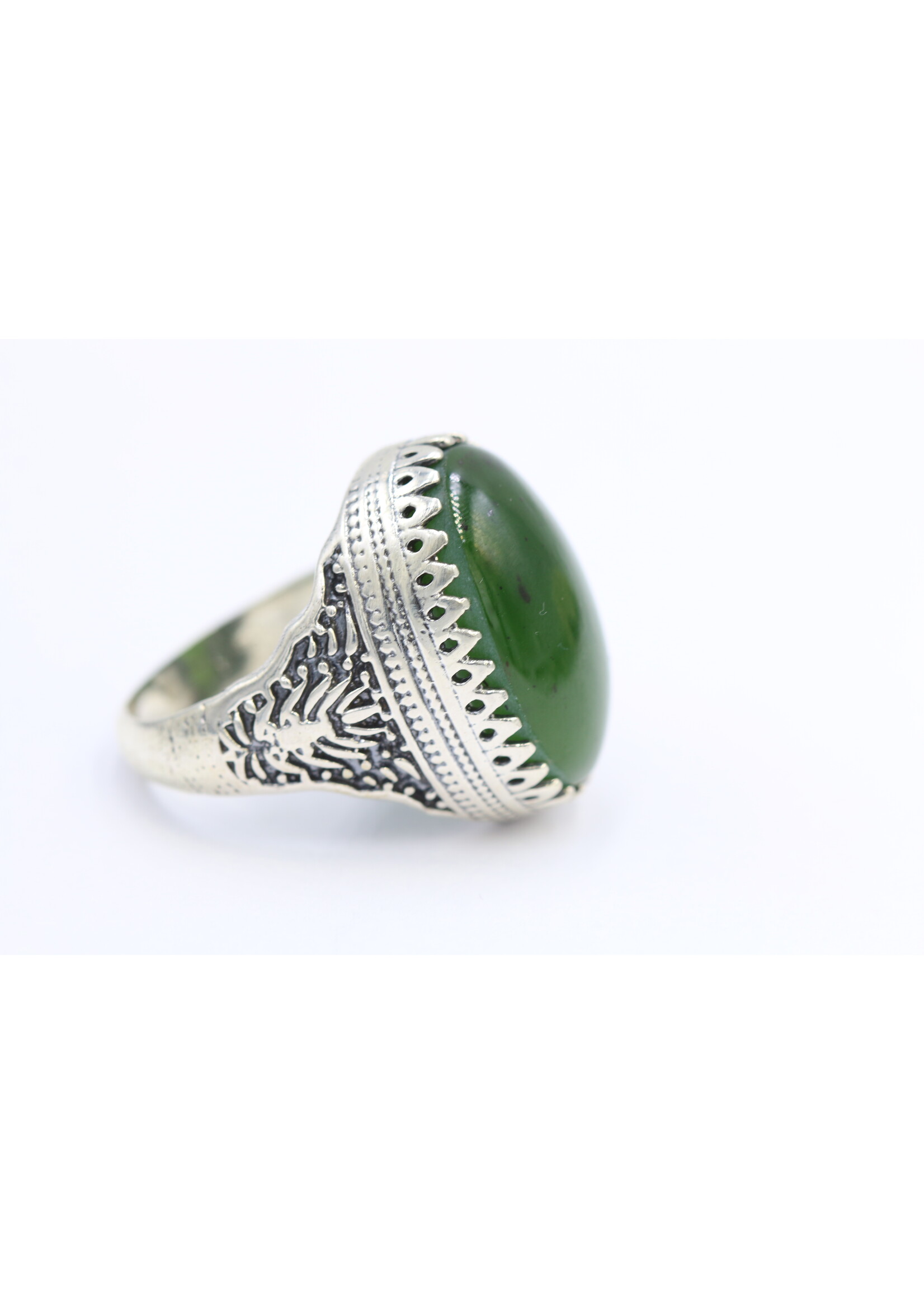 925 silver ring set with natural Jade