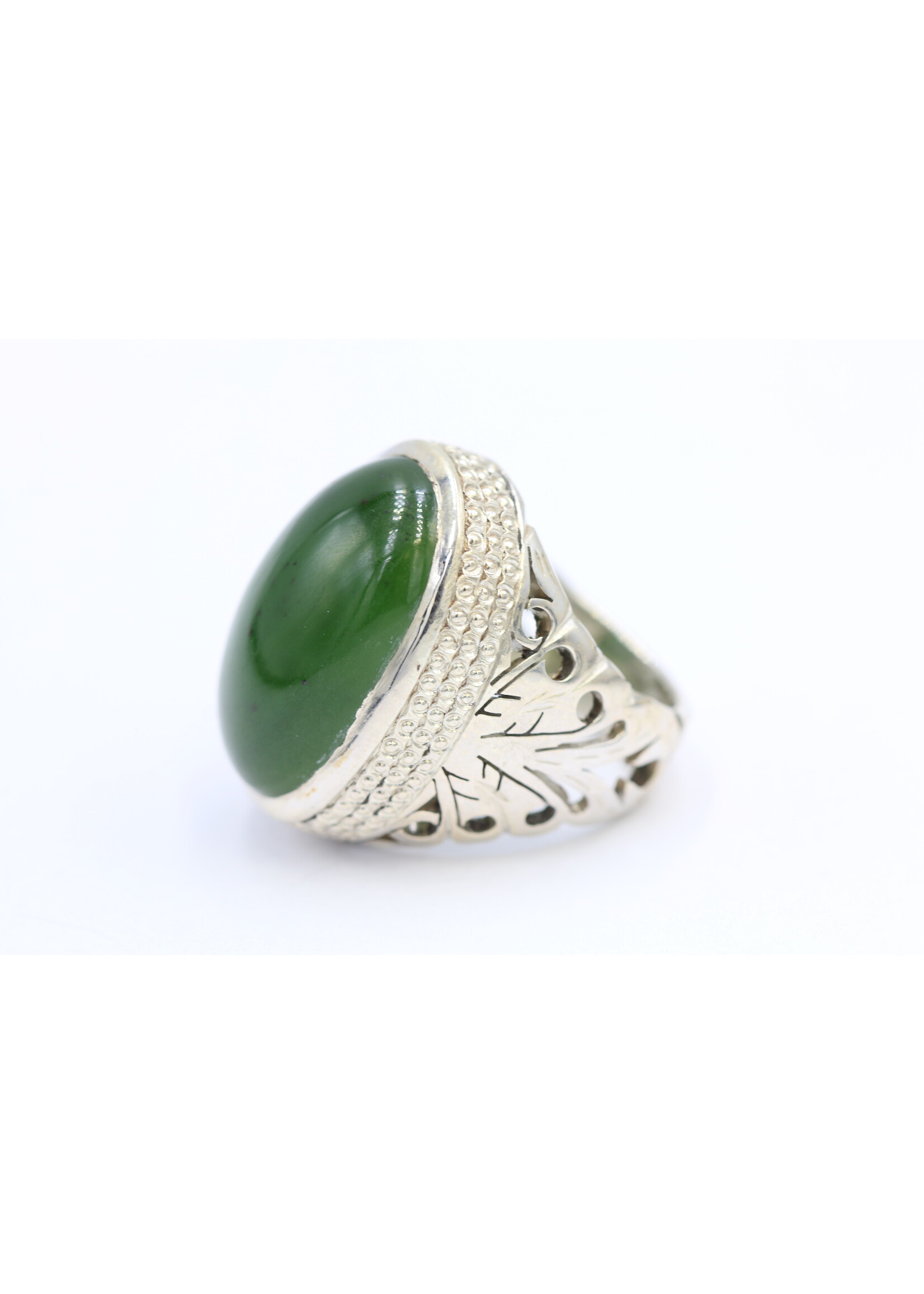 Anello in argento 925 con giada naturale - Copia