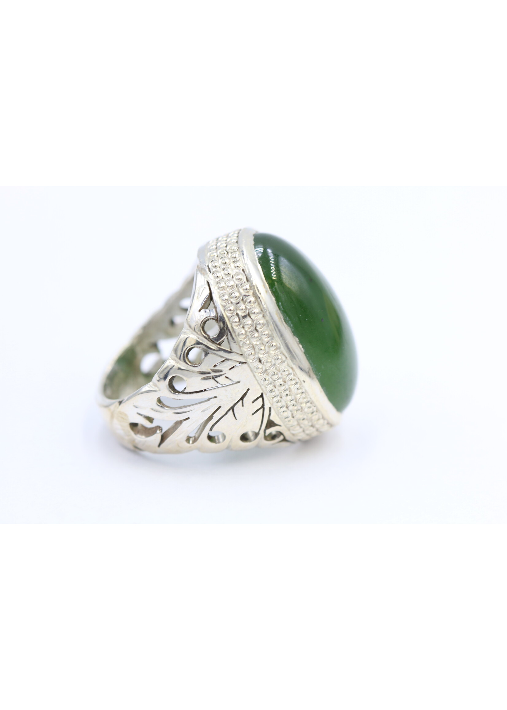 Bague en argent 925 sertie de Jade naturel - Copie