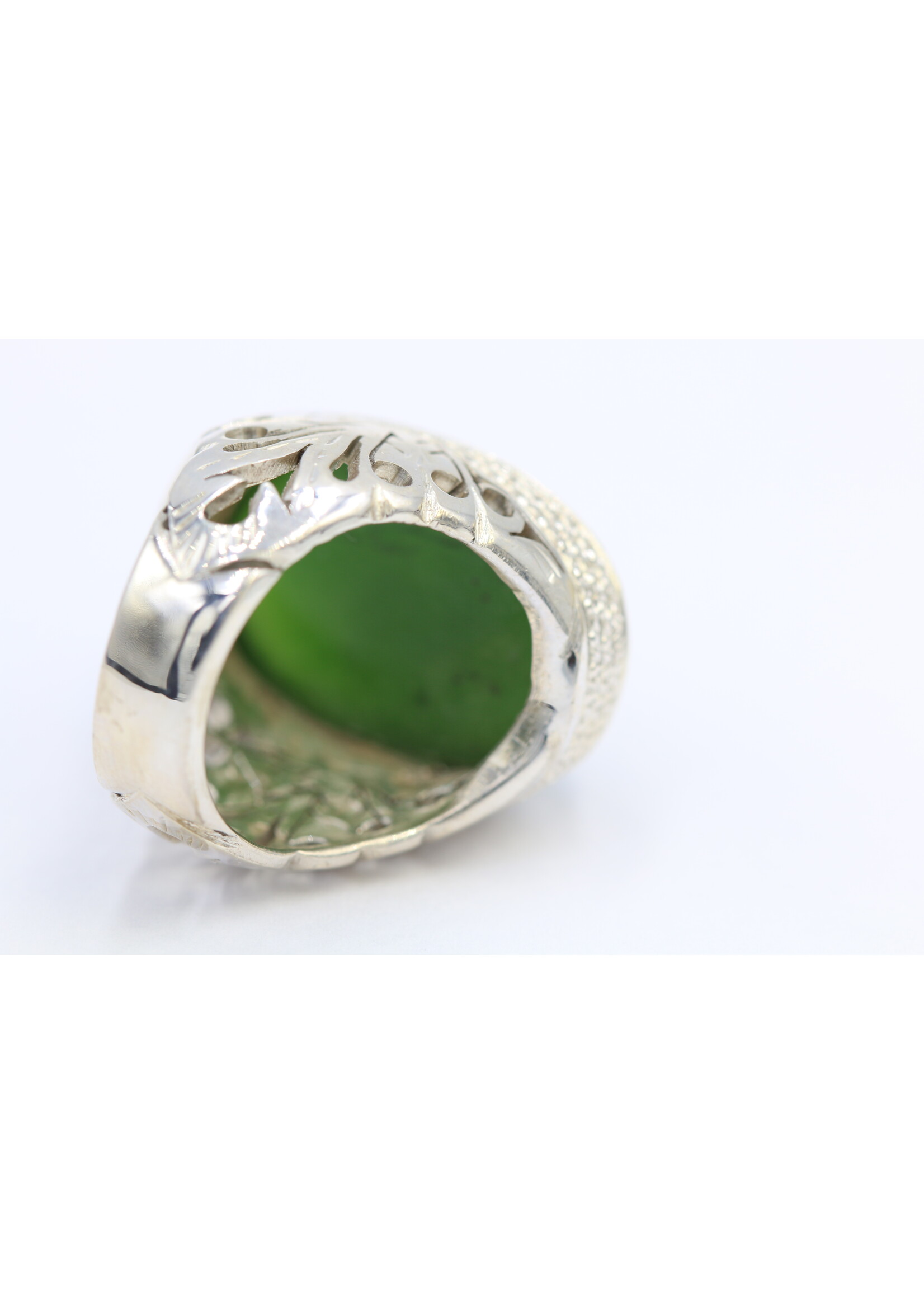 Anello in argento 925 con giada naturale - Copia