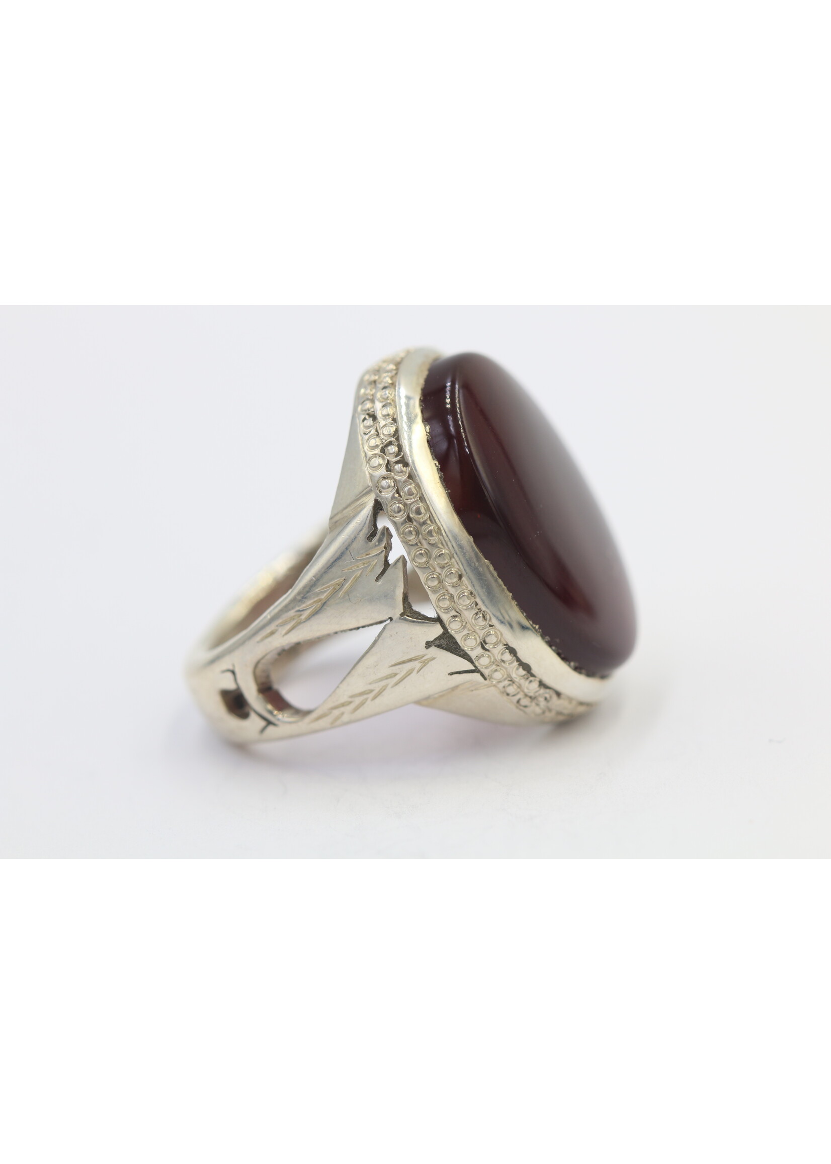 Bague en argent 925 sertie de Cornaline naturelle