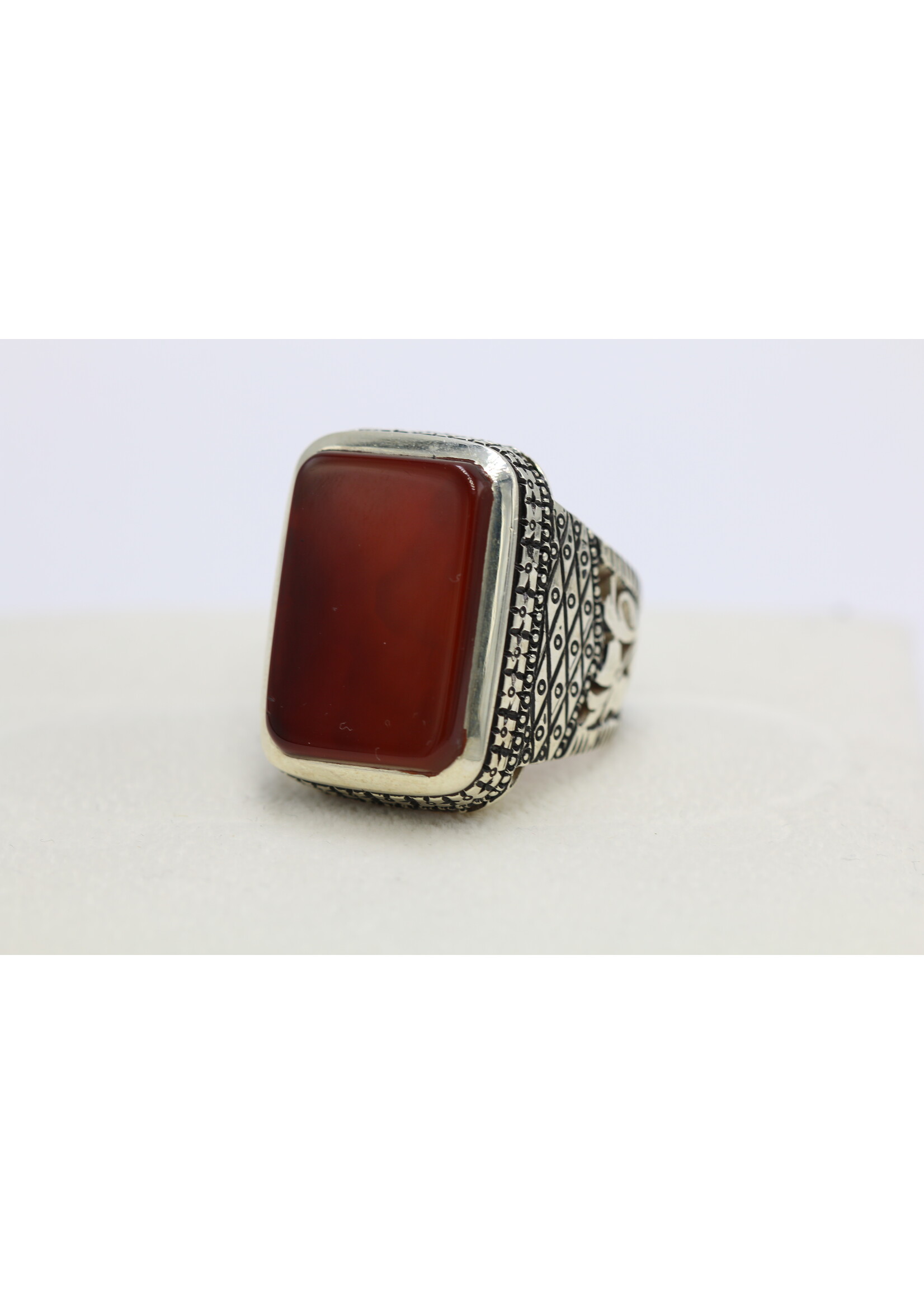 925 silver ring set with natural Carnelian