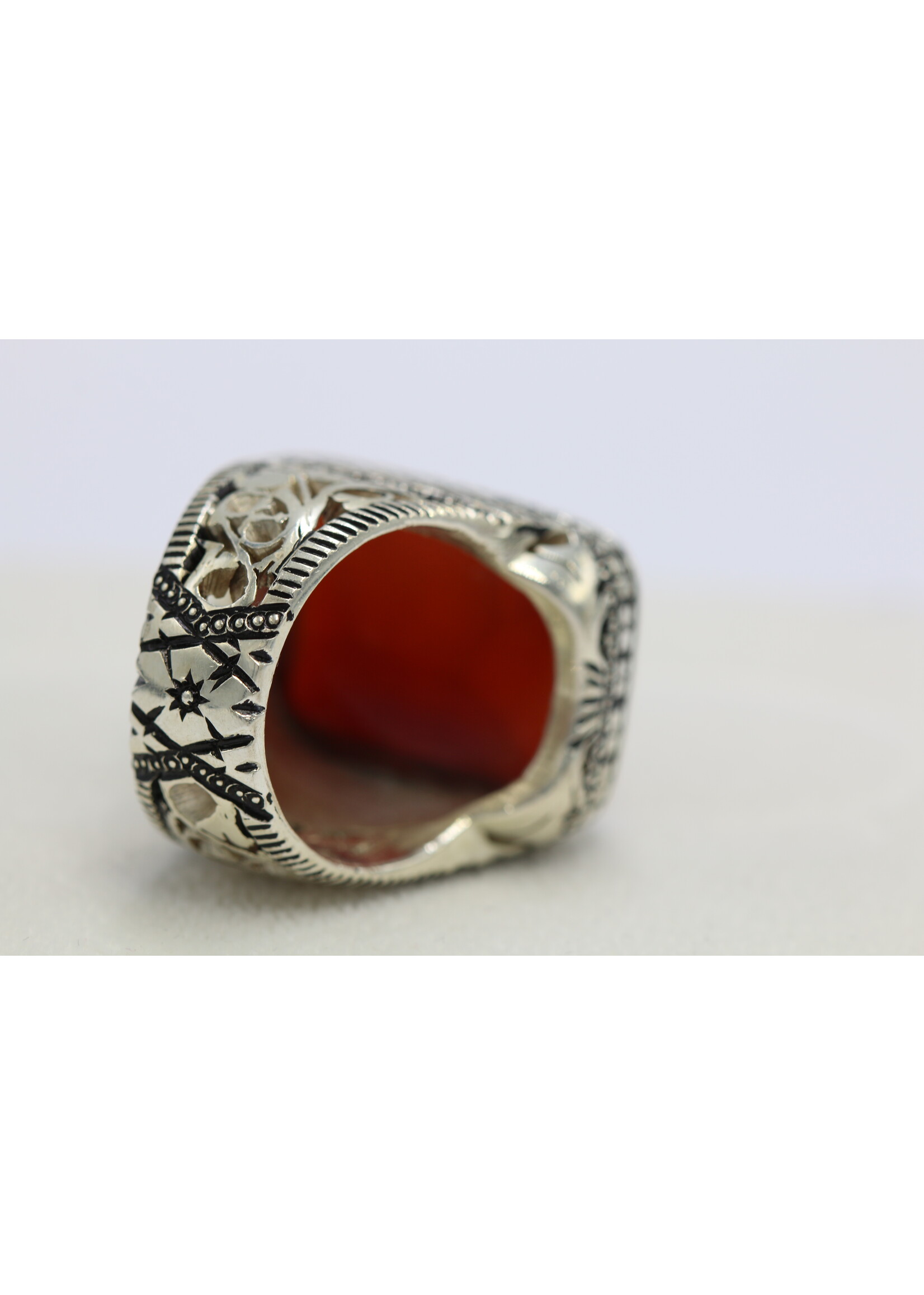 925 silver ring set with natural Carnelian