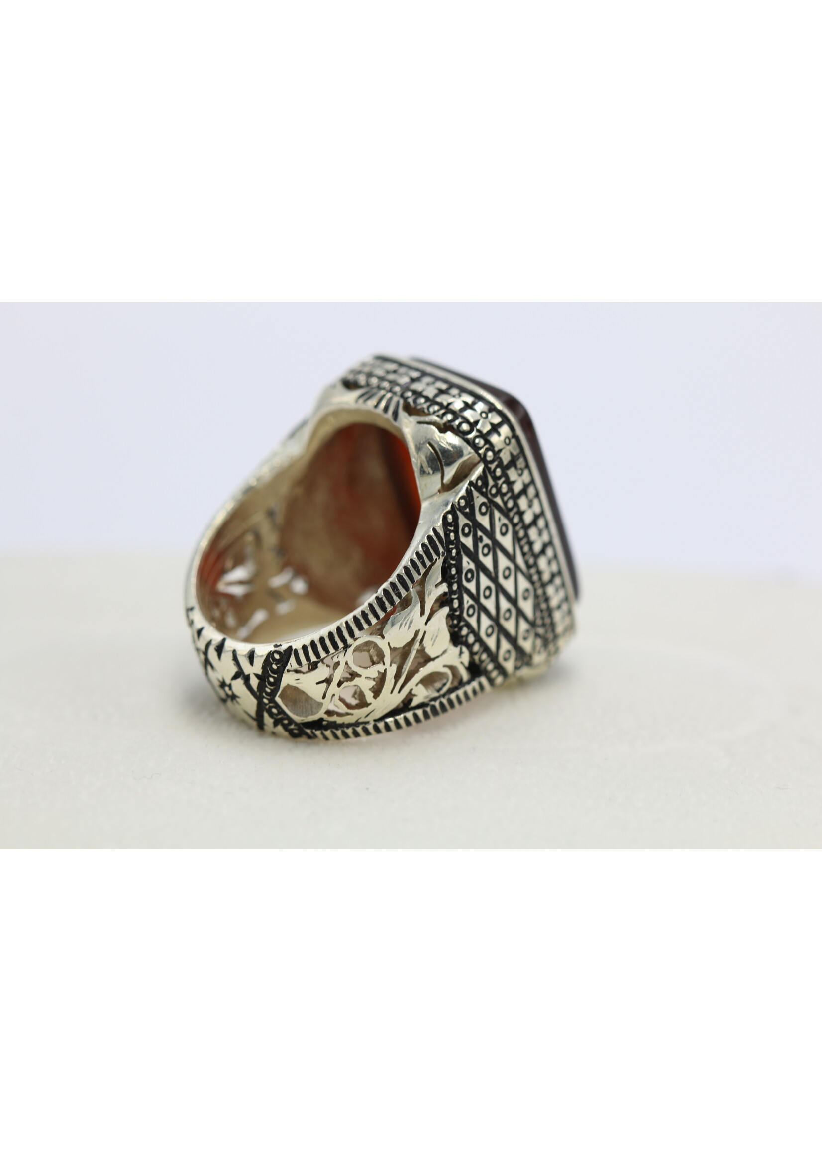 925 silver ring set with natural Carnelian
