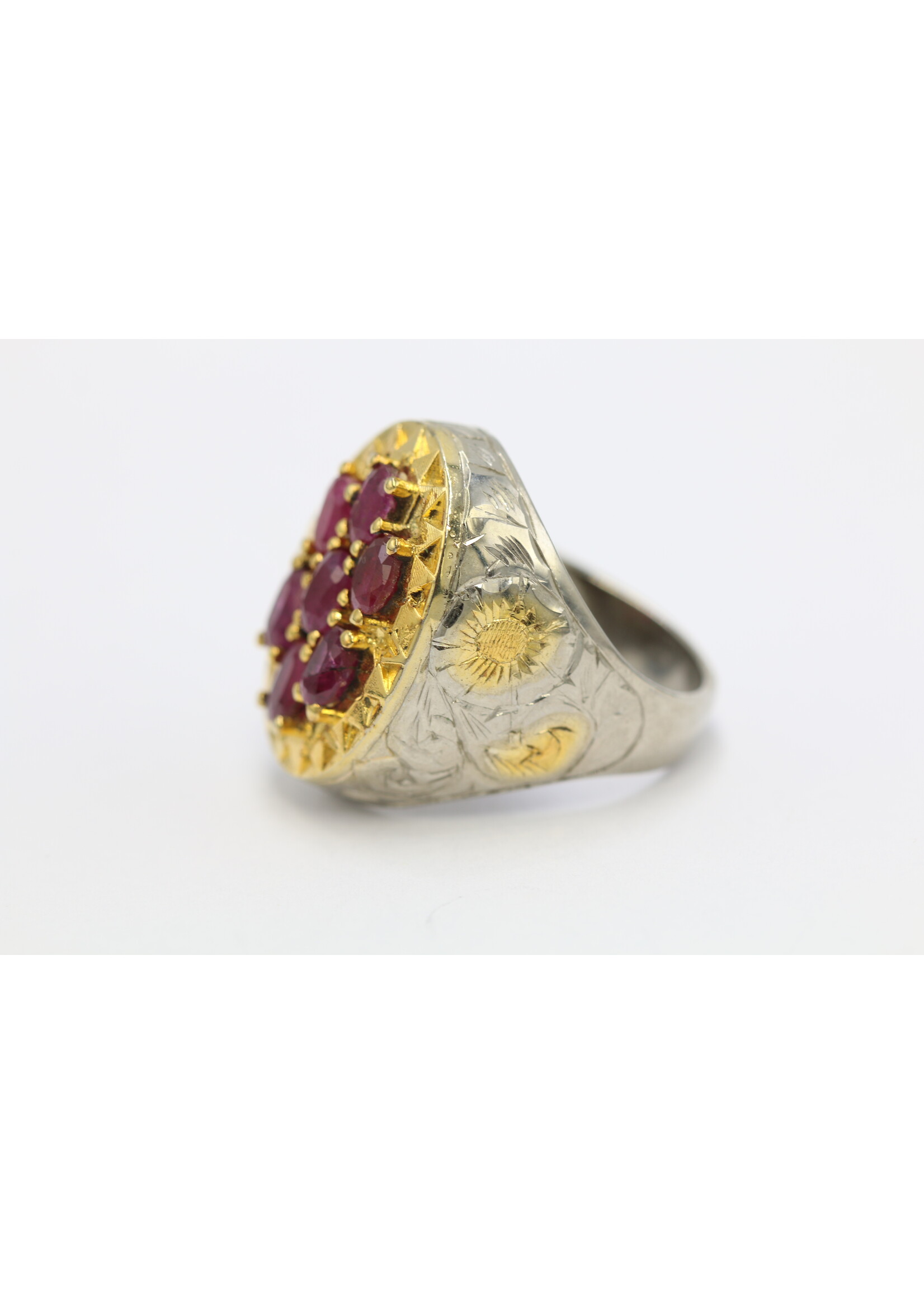 925 silver ring set with natural rubies