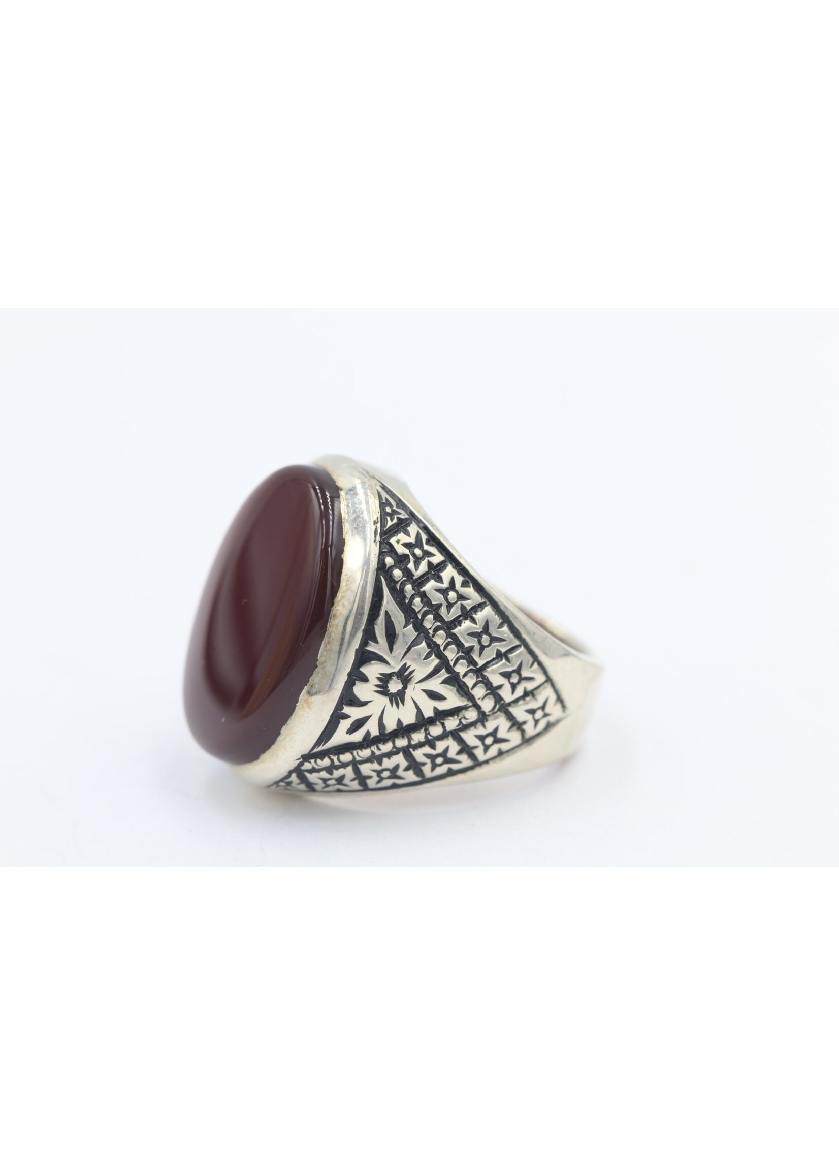 925 zilver ring bezet met natuurlijke Carneool