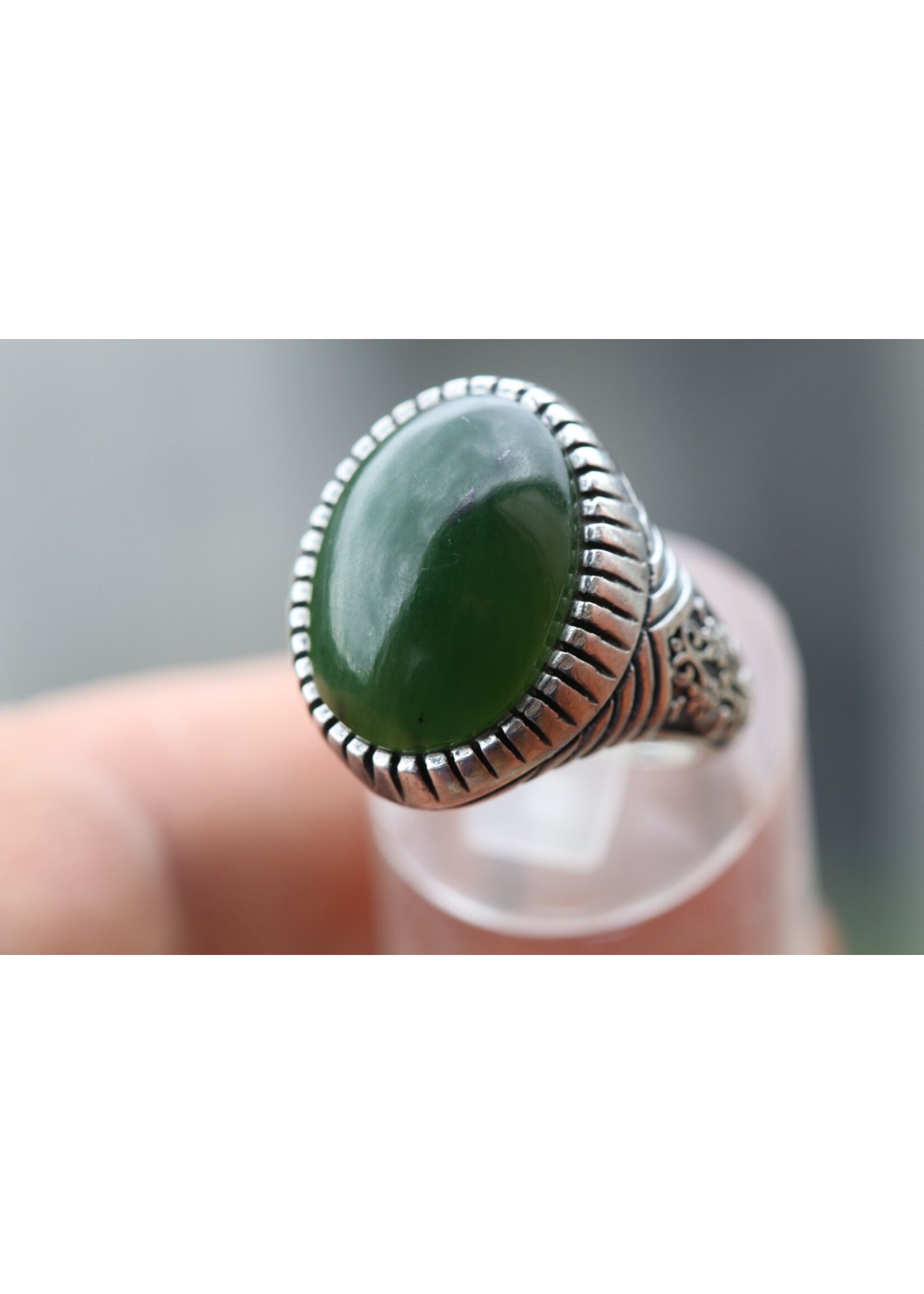 925 zilver ring bezet met natuurlijke Jade