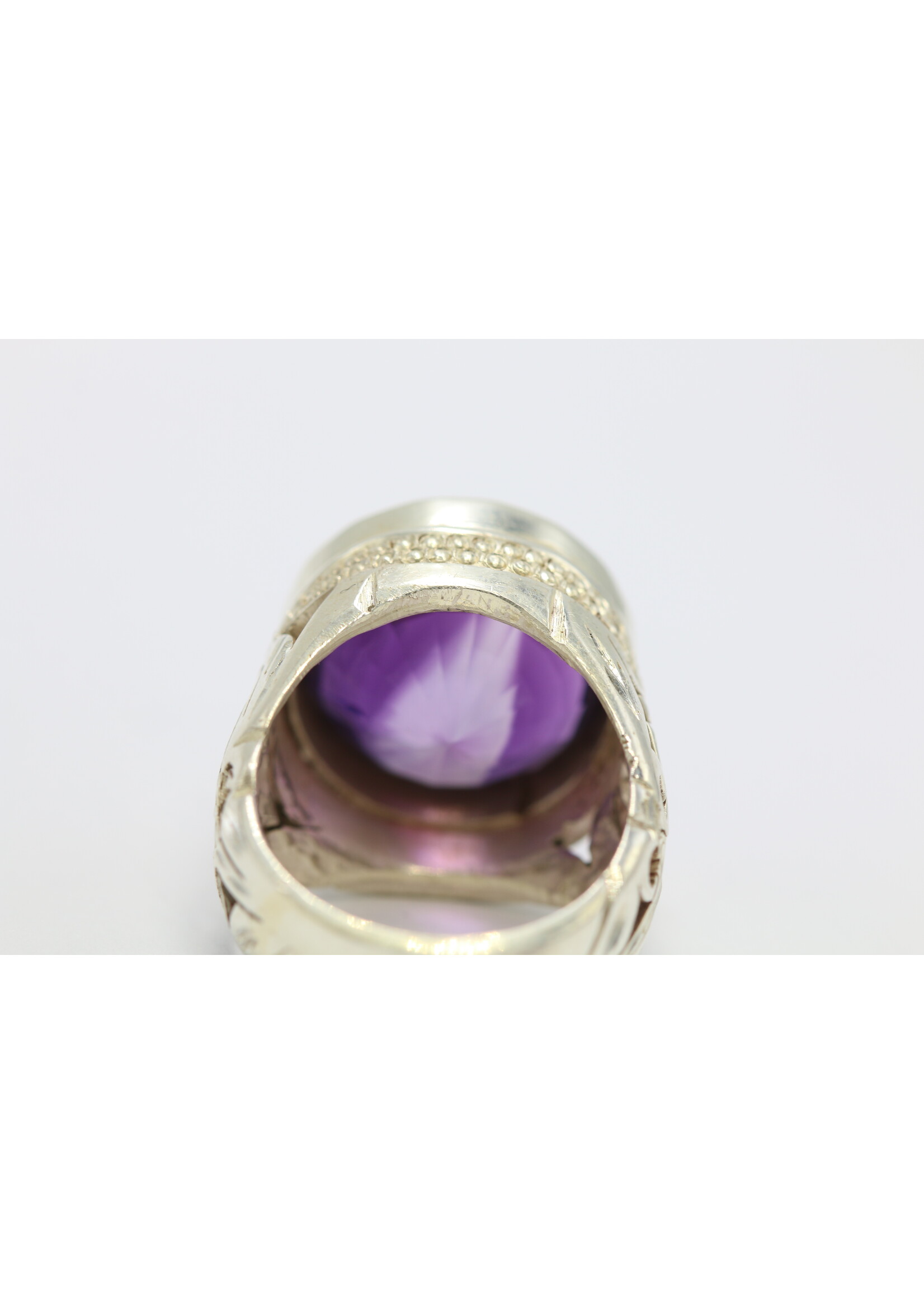 925 silver ring set with natural amethyst