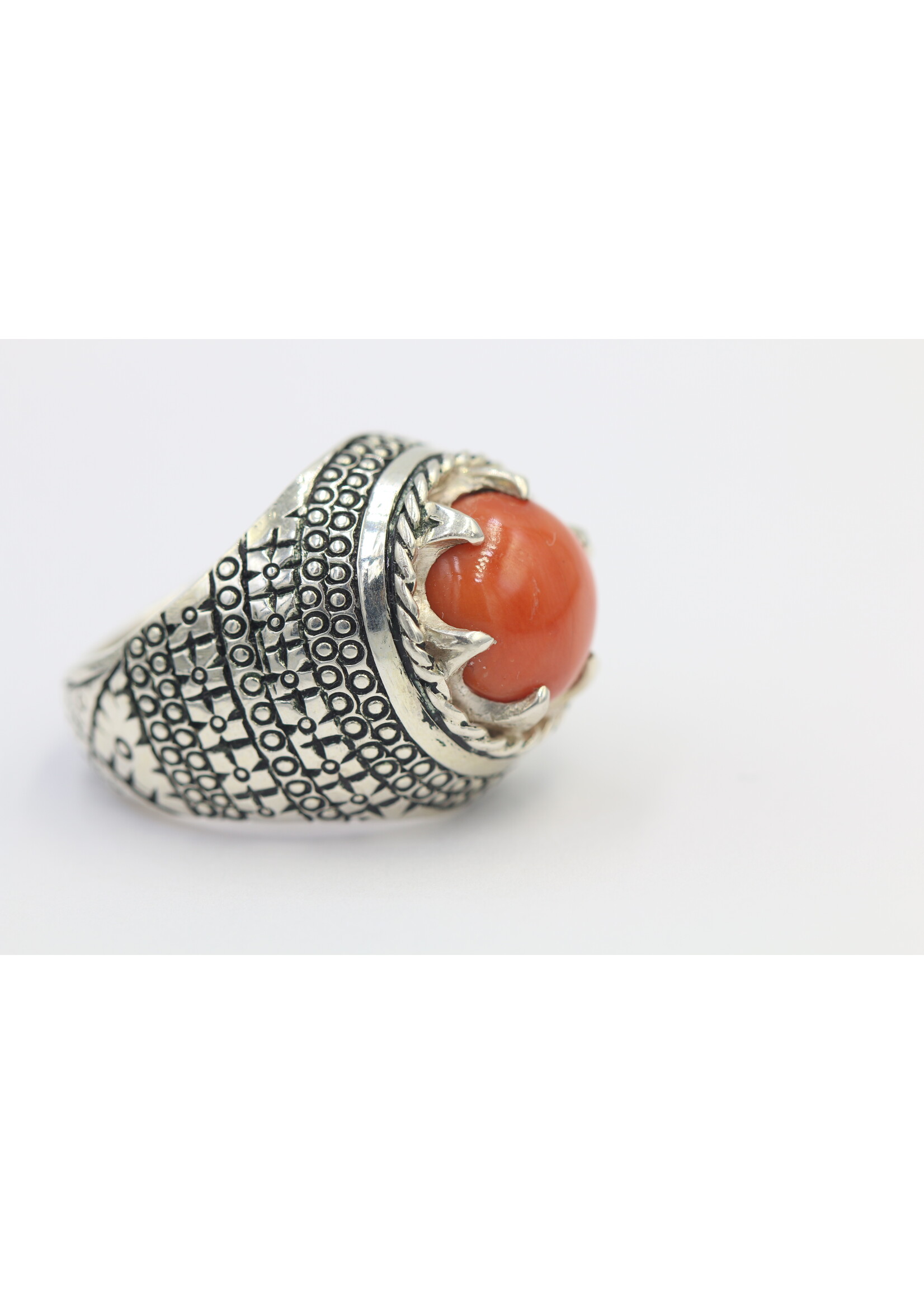 925 zilver ring bezet met natuurlijke Koraal