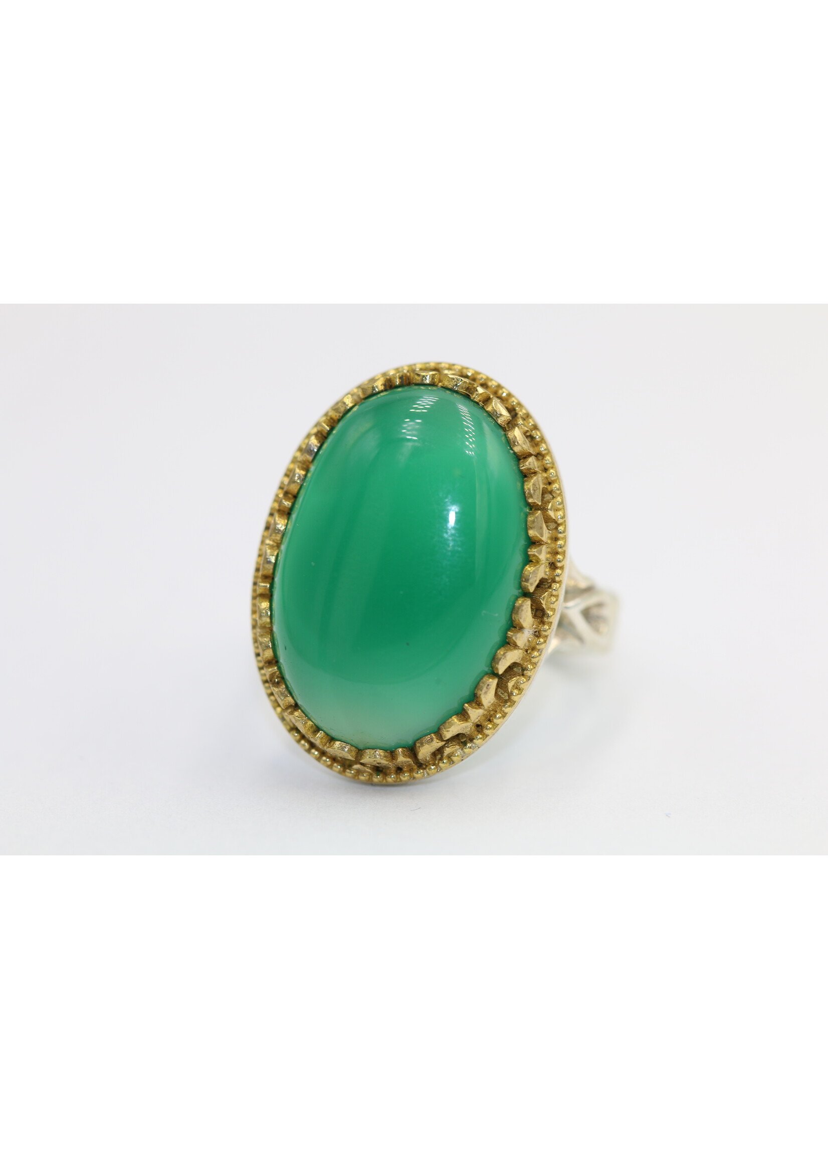 Bague en argent 925 sertie de cornaline verte naturelle