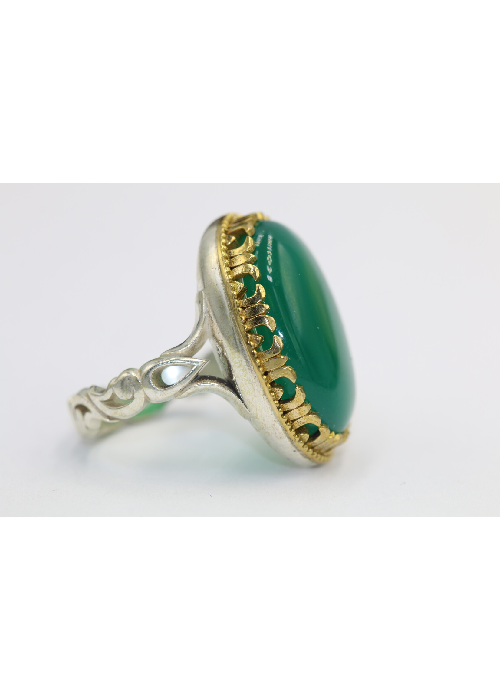 925 silver ring set with natural green Carnelian