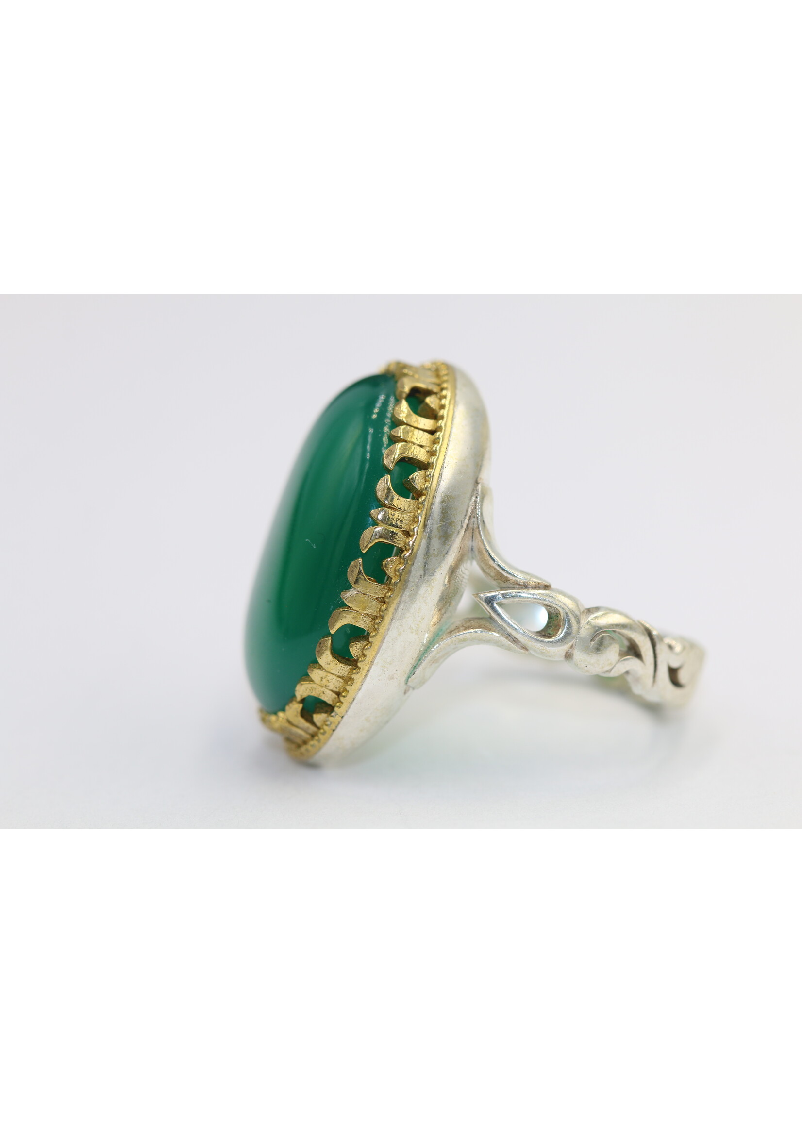 Anello in argento 925 con corniola verde naturale