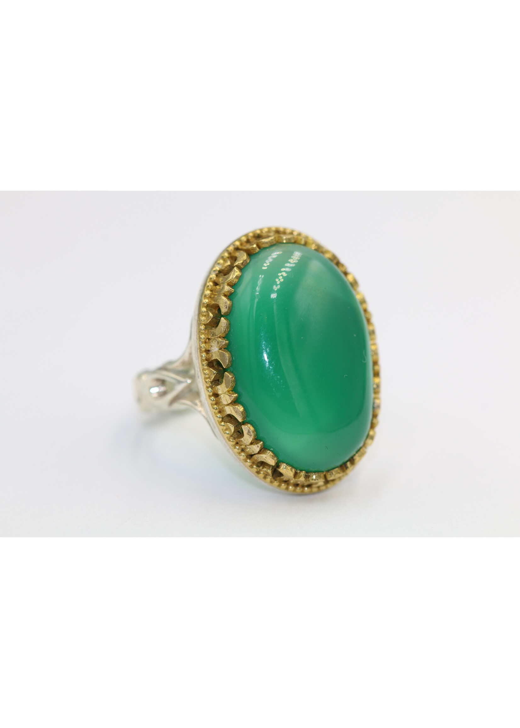 Bague en argent 925 sertie de cornaline verte naturelle