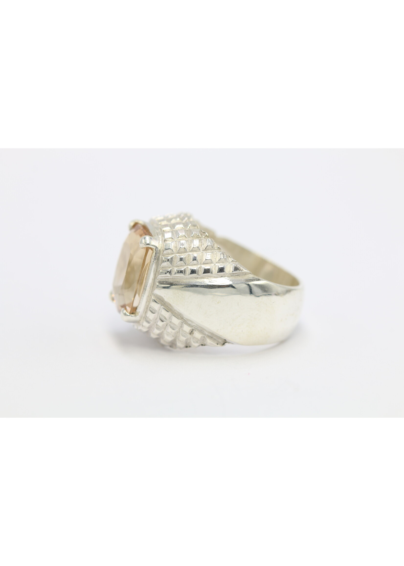925 zilver ring bezet met natuurlijke champagne Topaas