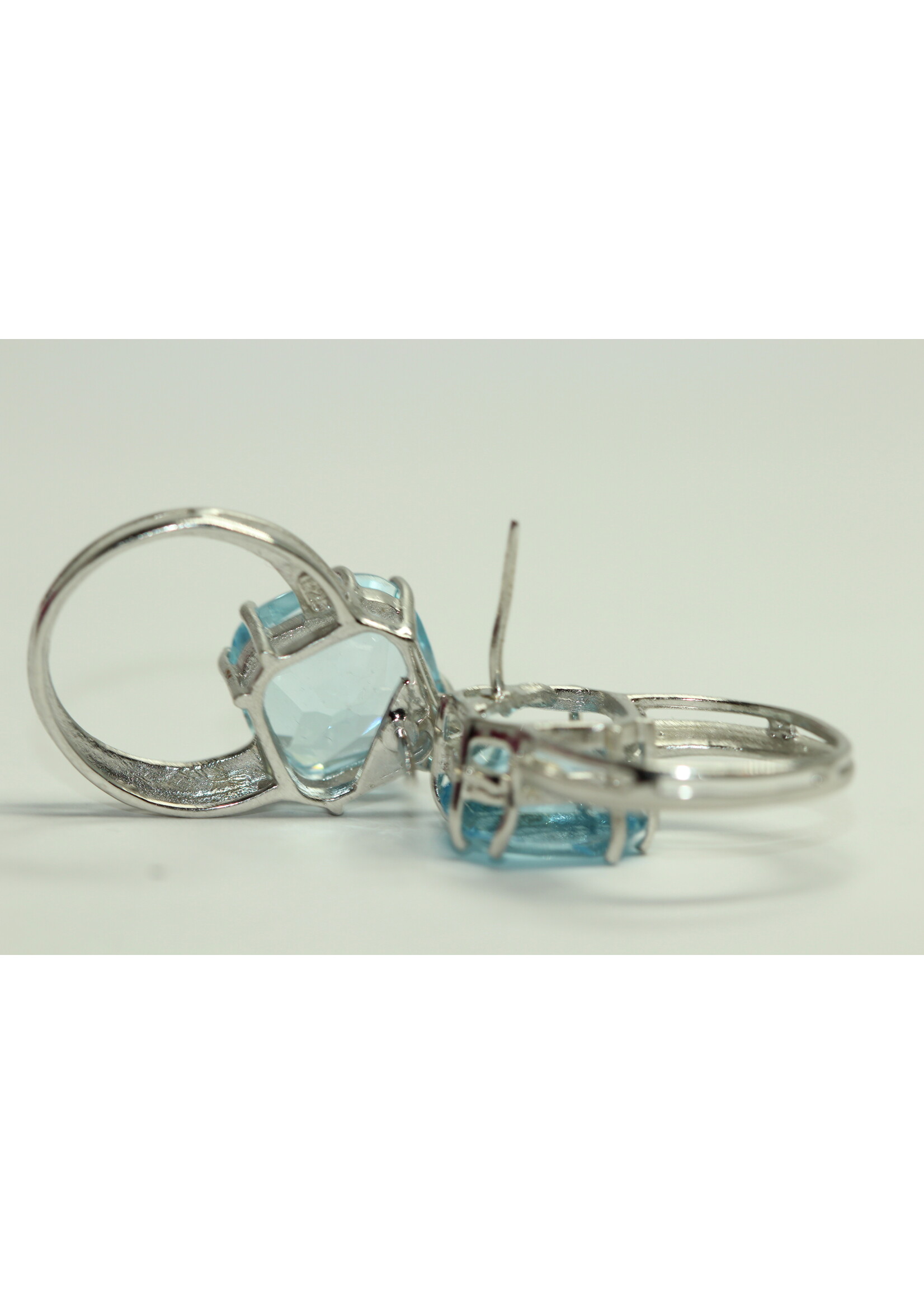 925 rhodium plated silver earrings set with natural Blue Topaz
