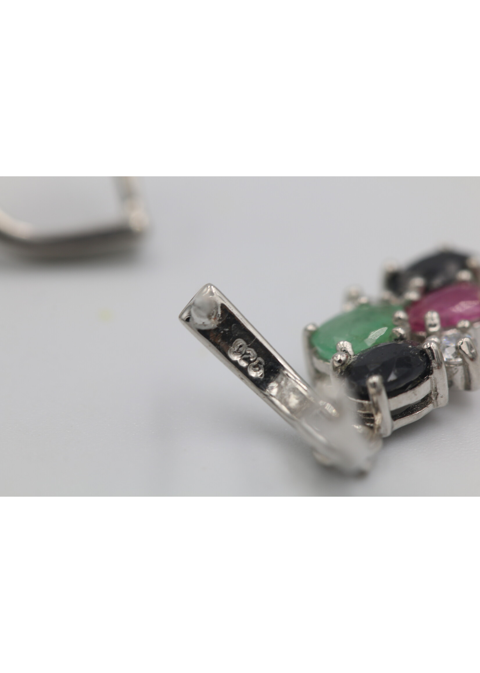 Parure in argento rodiato 925 con rubini naturali, smeraldi e zaffiri
