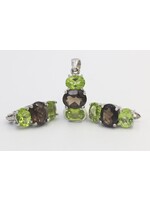 incastonato con quarzo fumé e peridoti