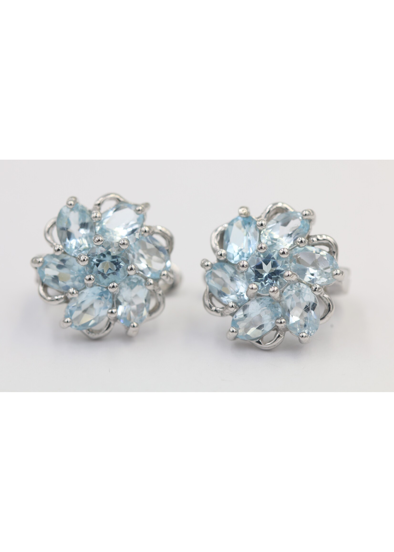 925 rhodium plated silver earrings set with natural Blue Topaz