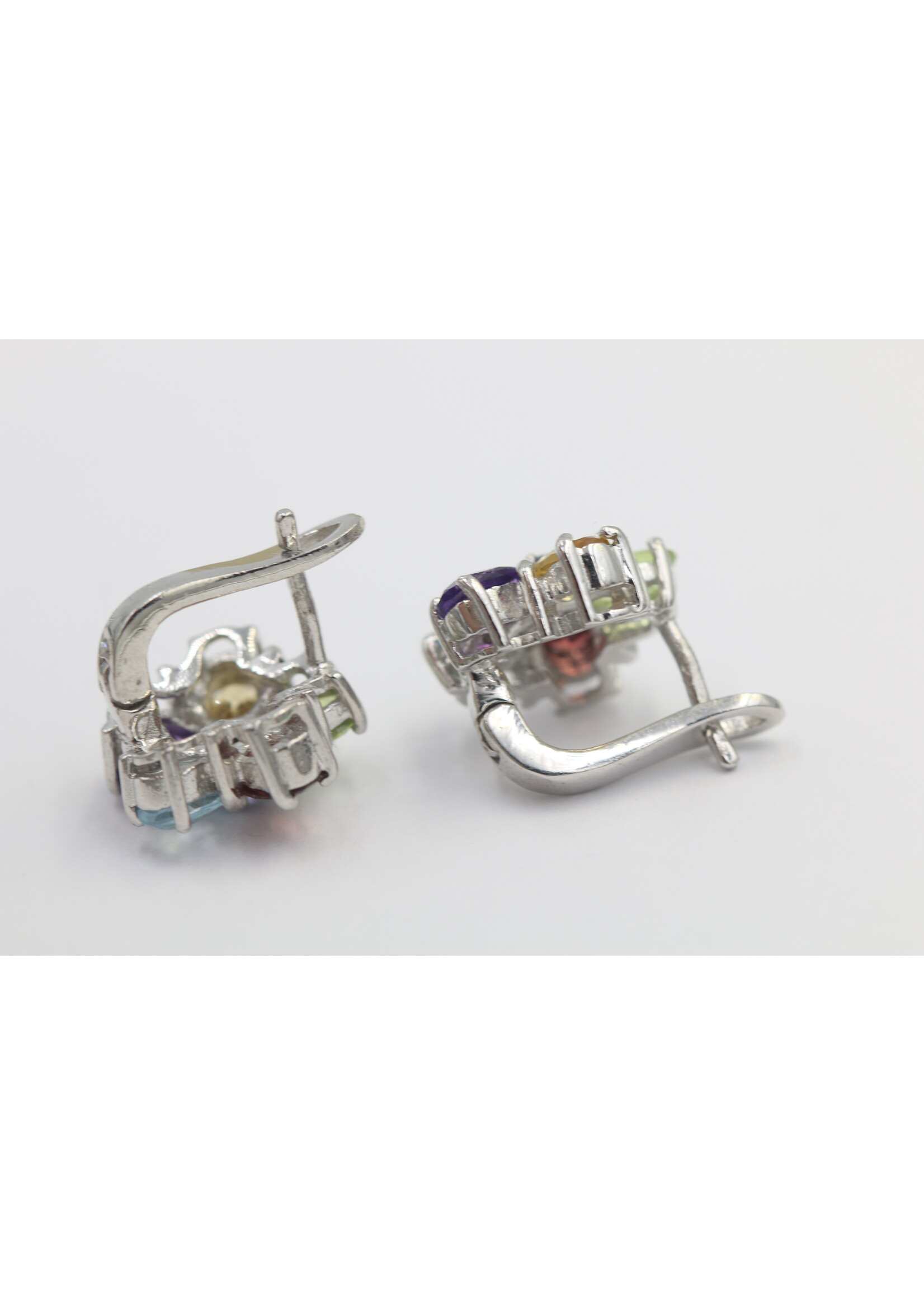925 rhodium plated silver set with natural Blue Topaz, Amethyst, Citrine and Peridot