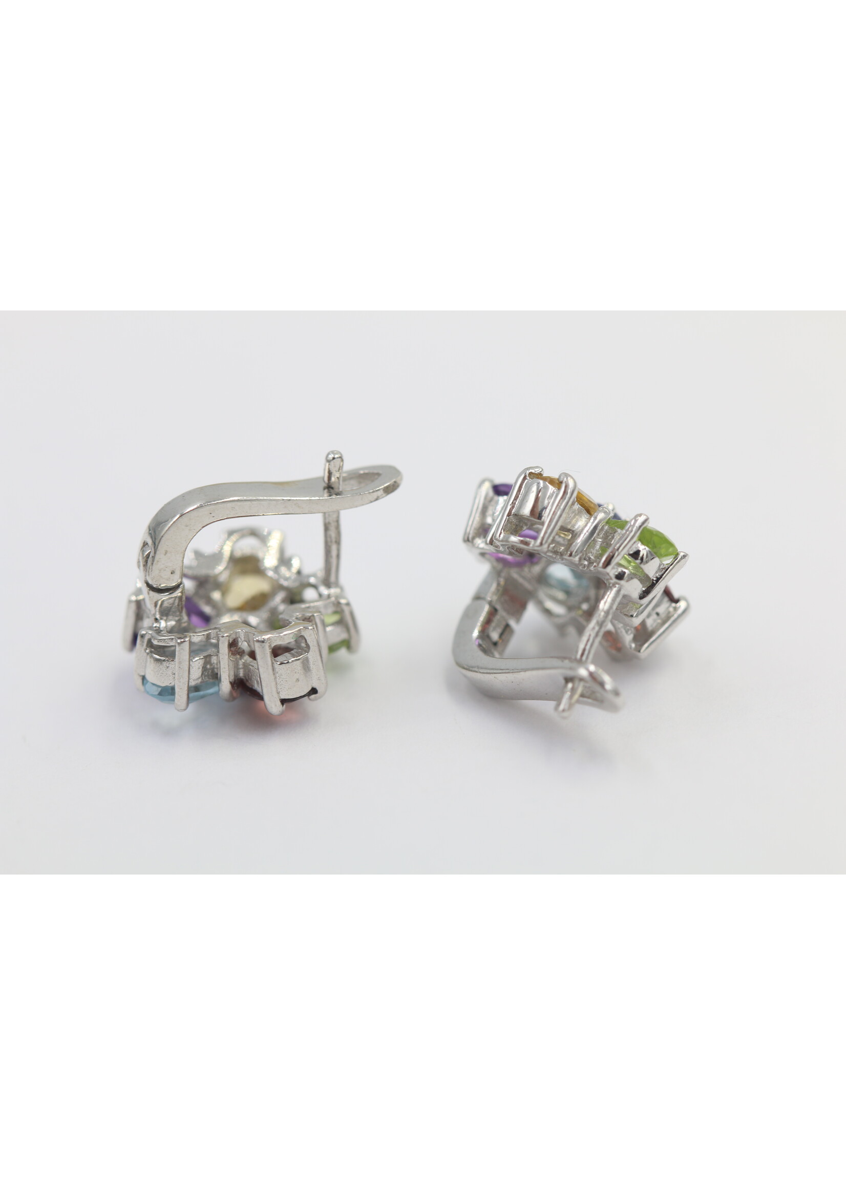 925 rhodium plated silver set with natural Blue Topaz, Amethyst, Citrine and Peridot