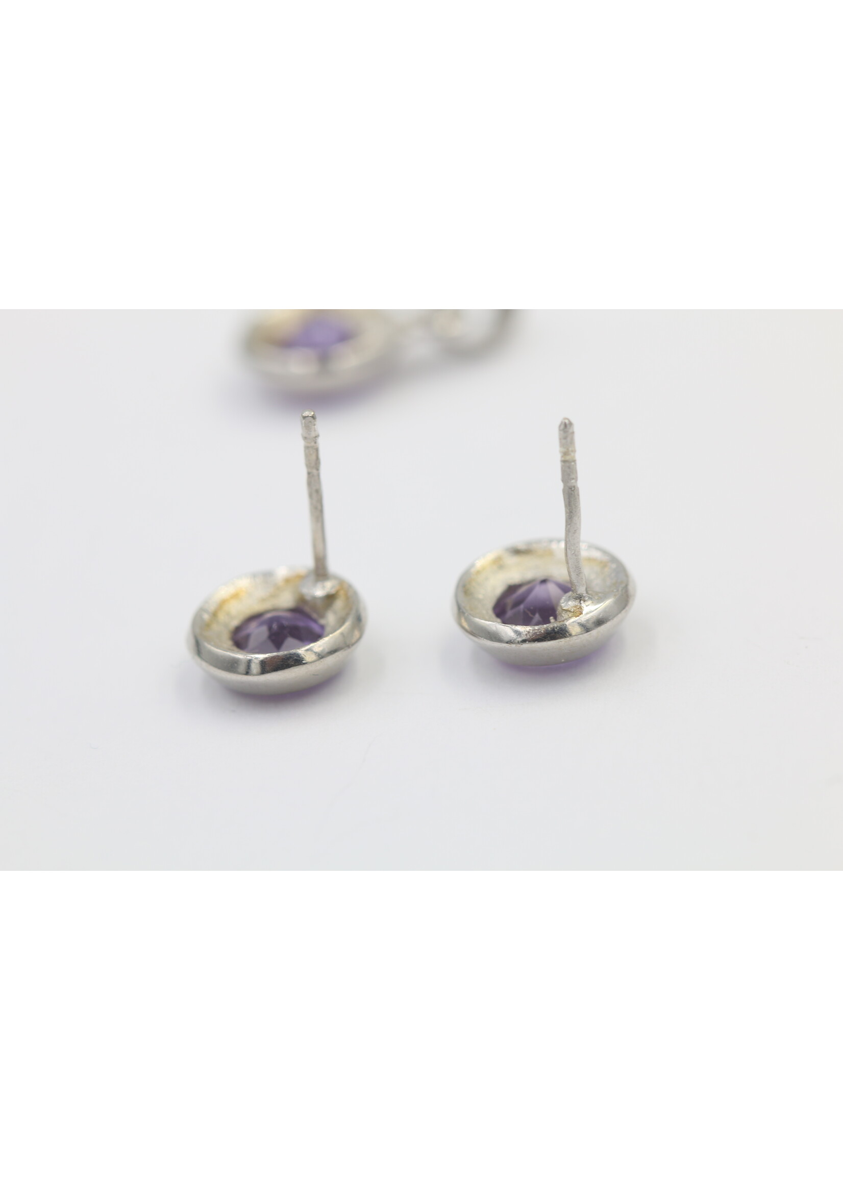 925 rhodium plated silver set with natural amethysts