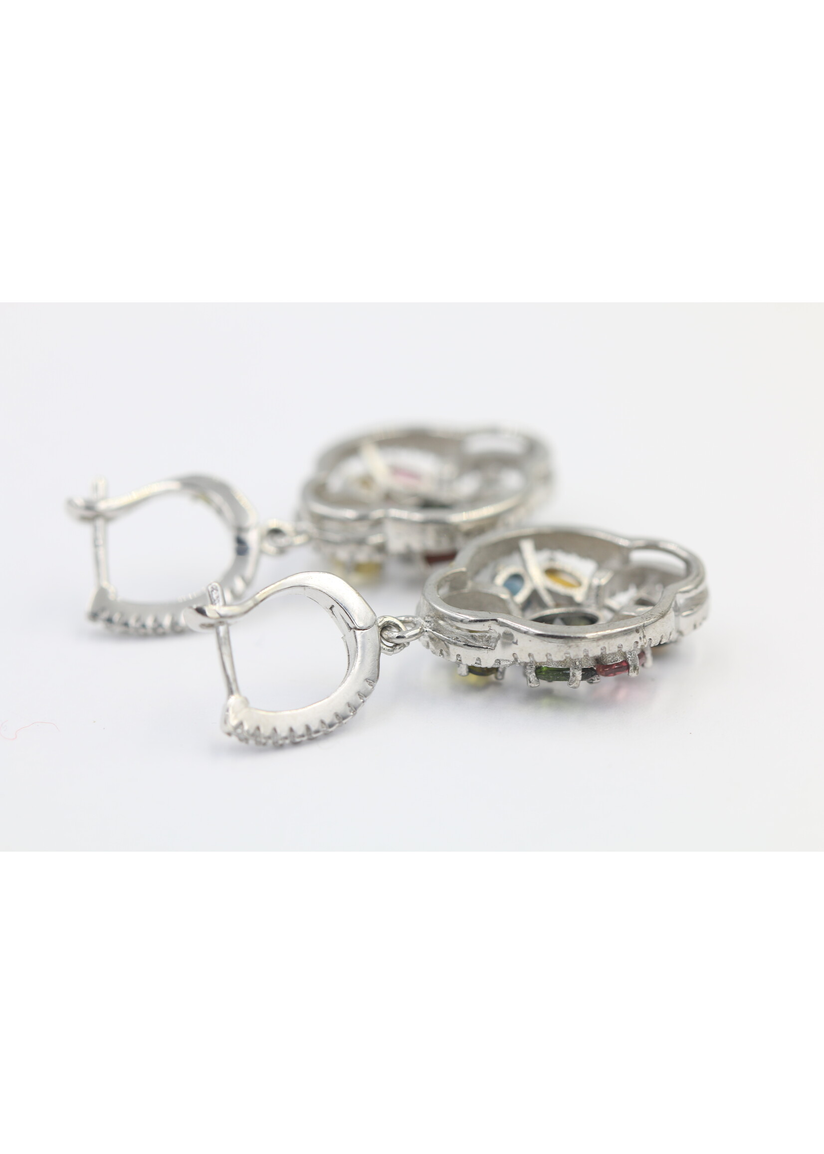 Parure en Argent 925 Rhodié sertie de Tourmalines Naturelles Multicolores