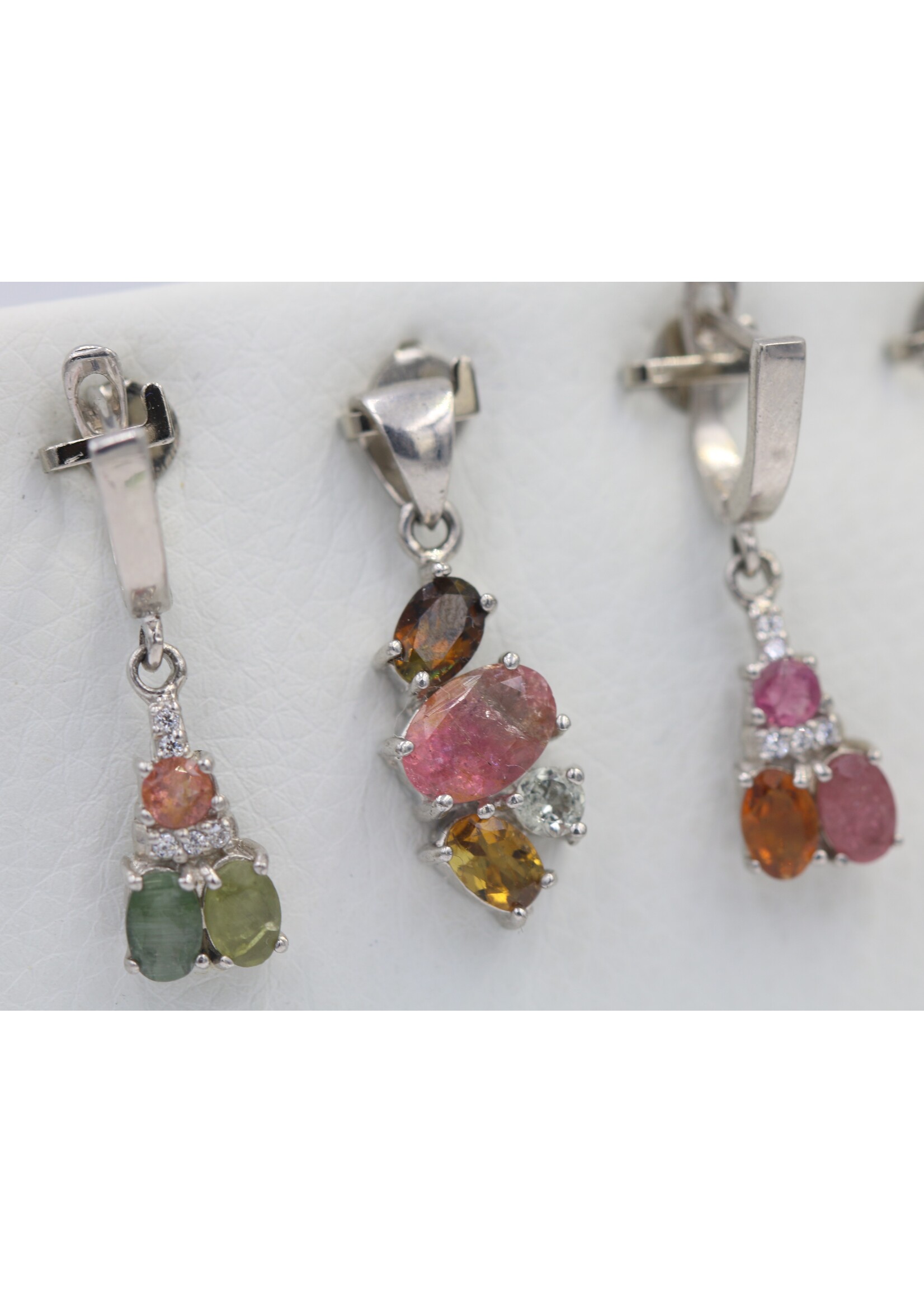 Parure in Argento 925 rodiato con Tormaline naturali Multicolori