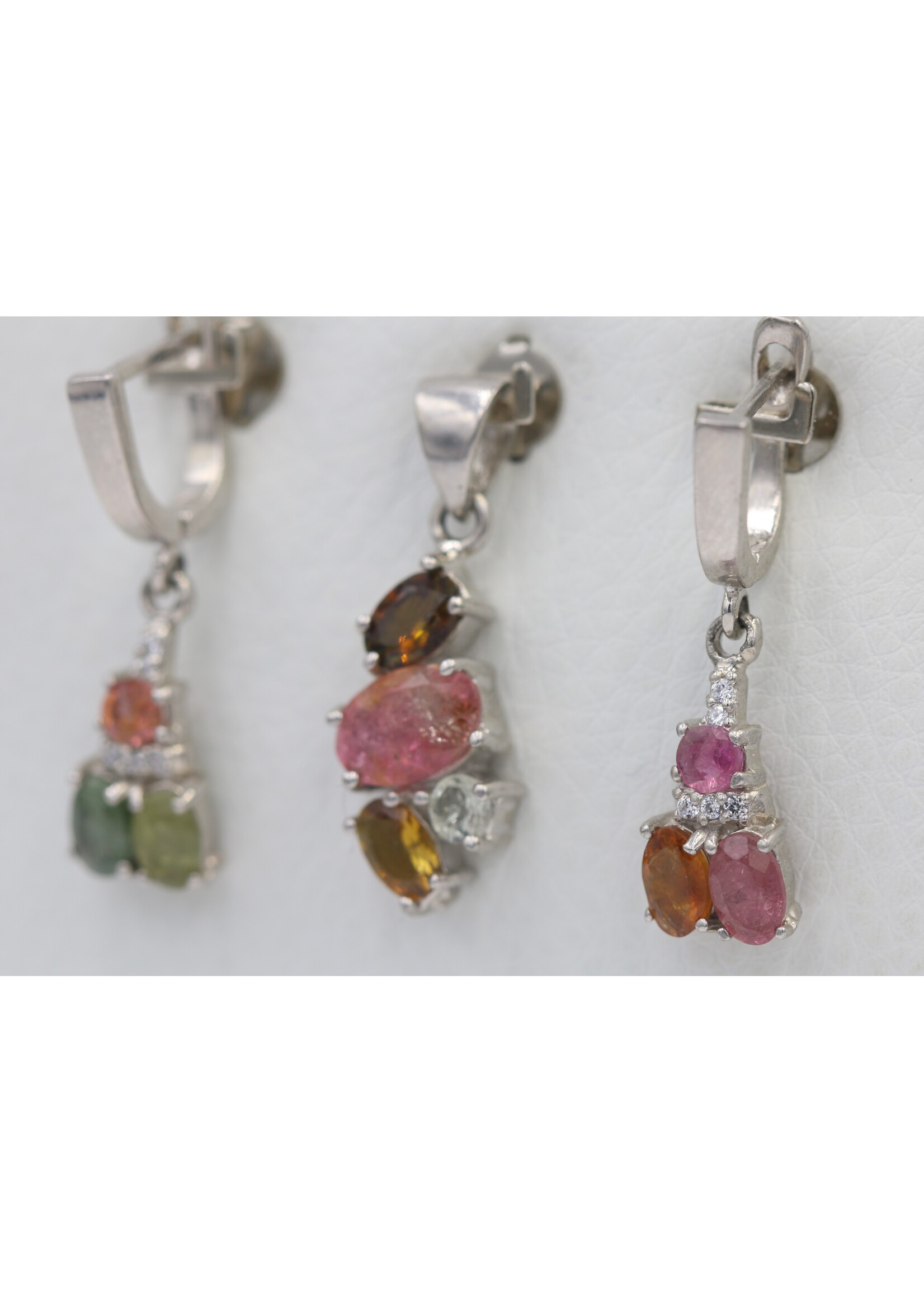 Parure en Argent 925 Rhodié sertie de Tourmalines Naturelles Multicolores