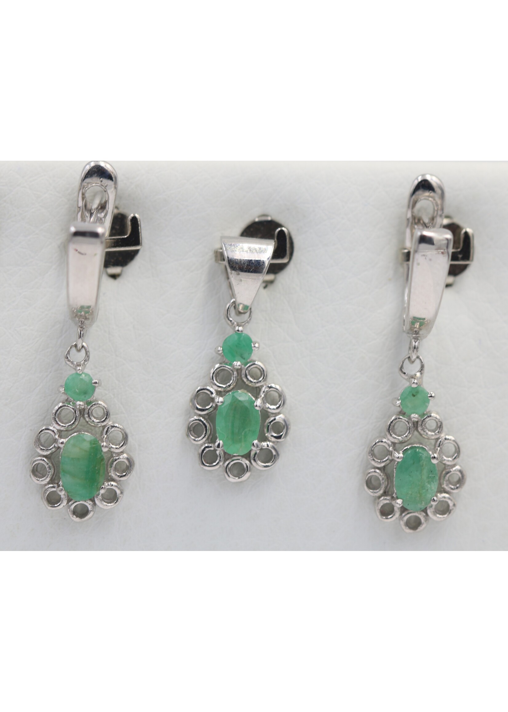 Parure in argento rodiato 925 con smeraldo naturale