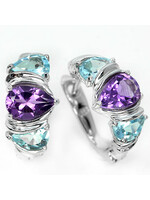 Earrings with Amethyst and Blue Topaz