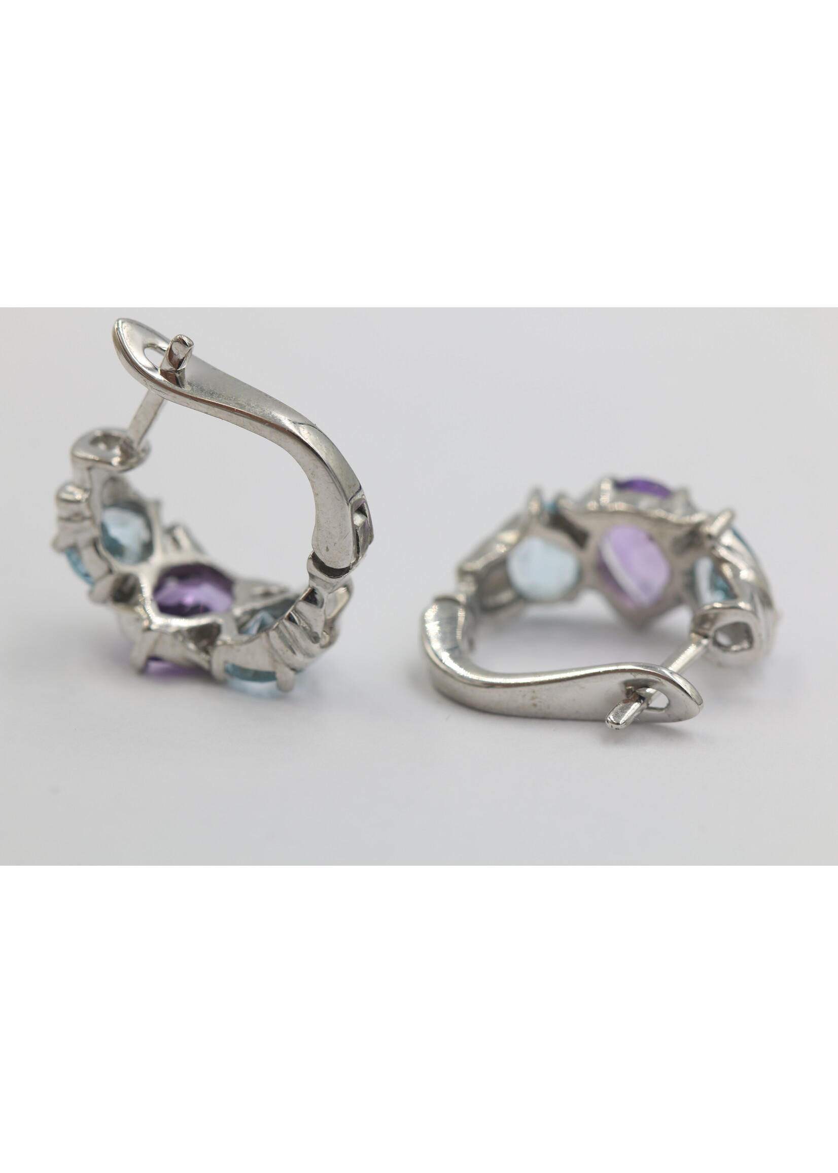 Silver 925 Earrings with Amethyst and Blue Topaz
