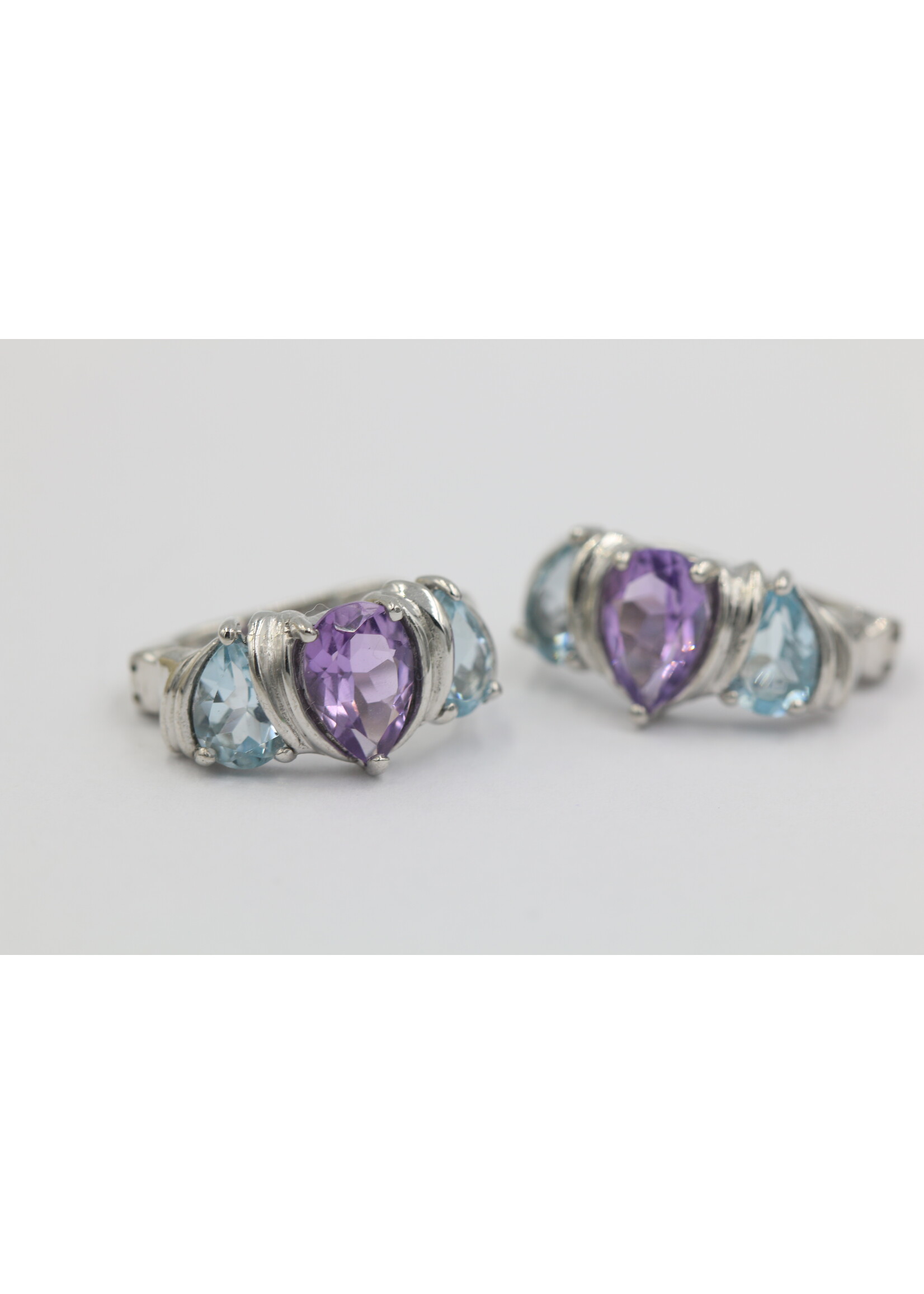 Boucles d'oreilles en argent 925 avec améthyste et topaze bleue