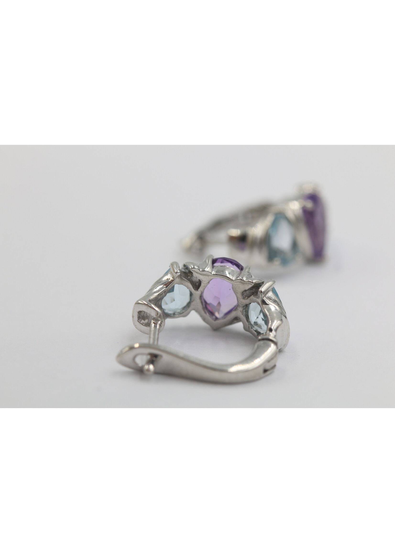 Boucles d'oreilles en argent 925 avec améthyste et topaze bleue