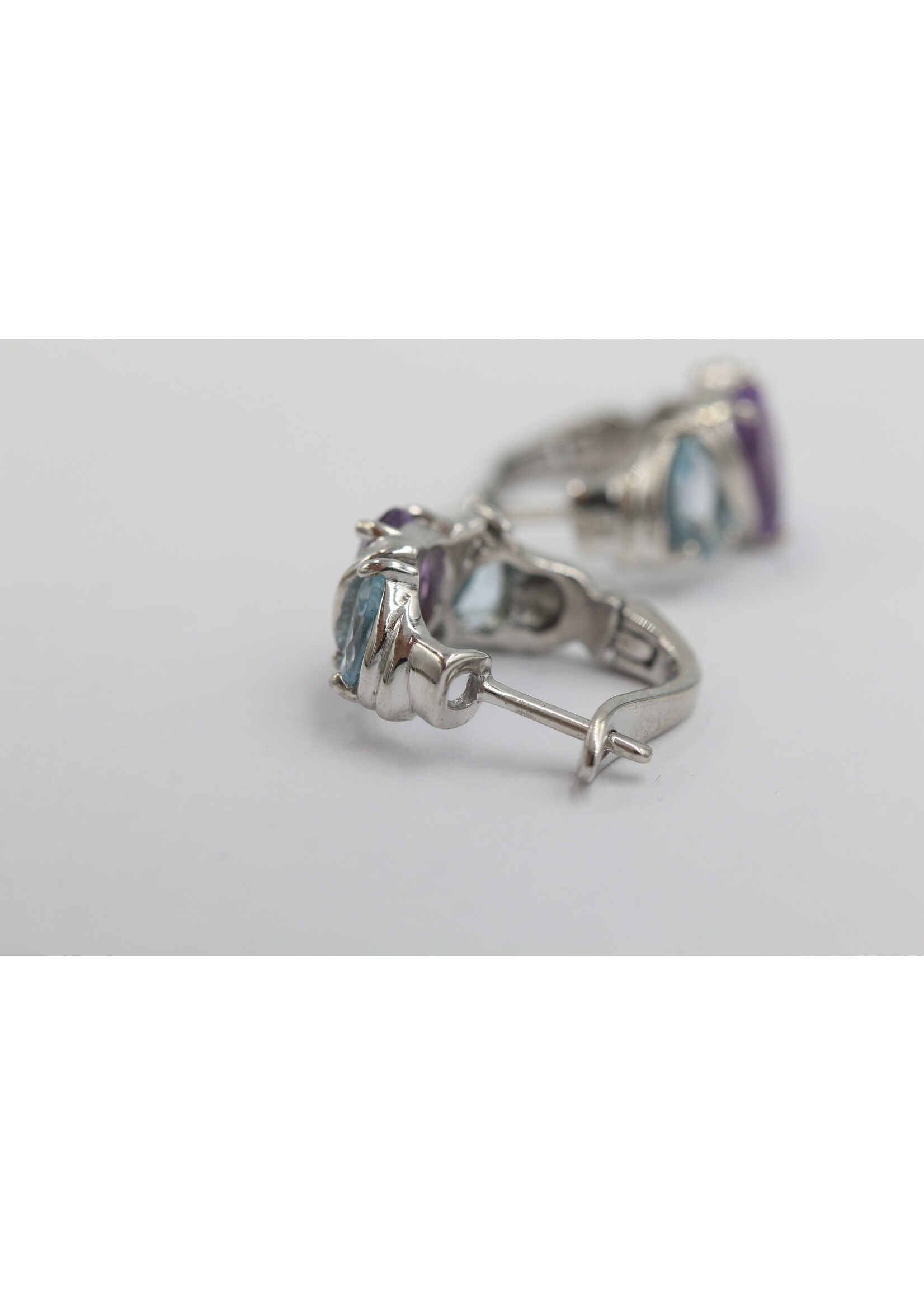 Silver 925 Earrings with Amethyst and Blue Topaz