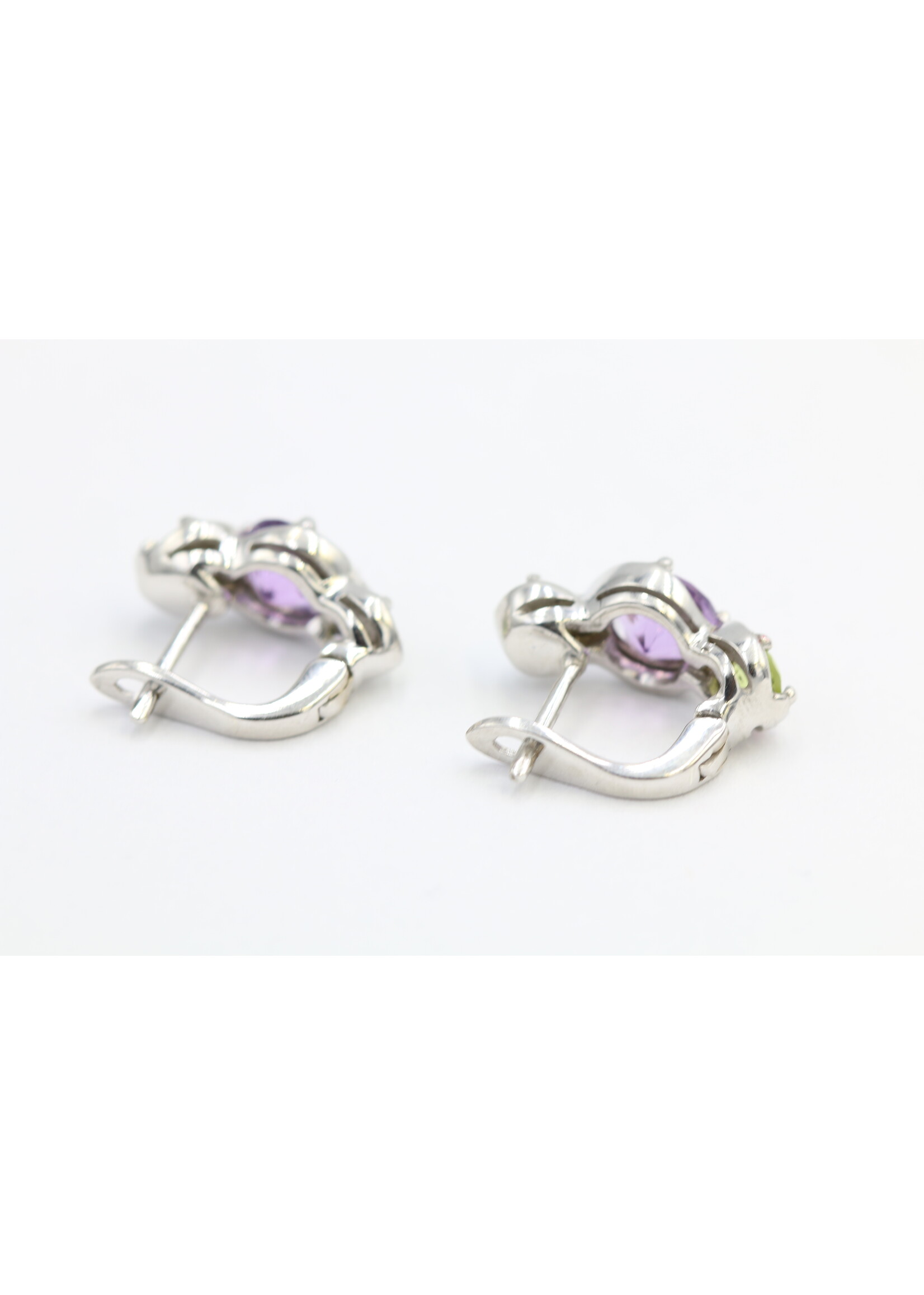 Boucles d'oreilles en argent 925 avec améthyste et péridots