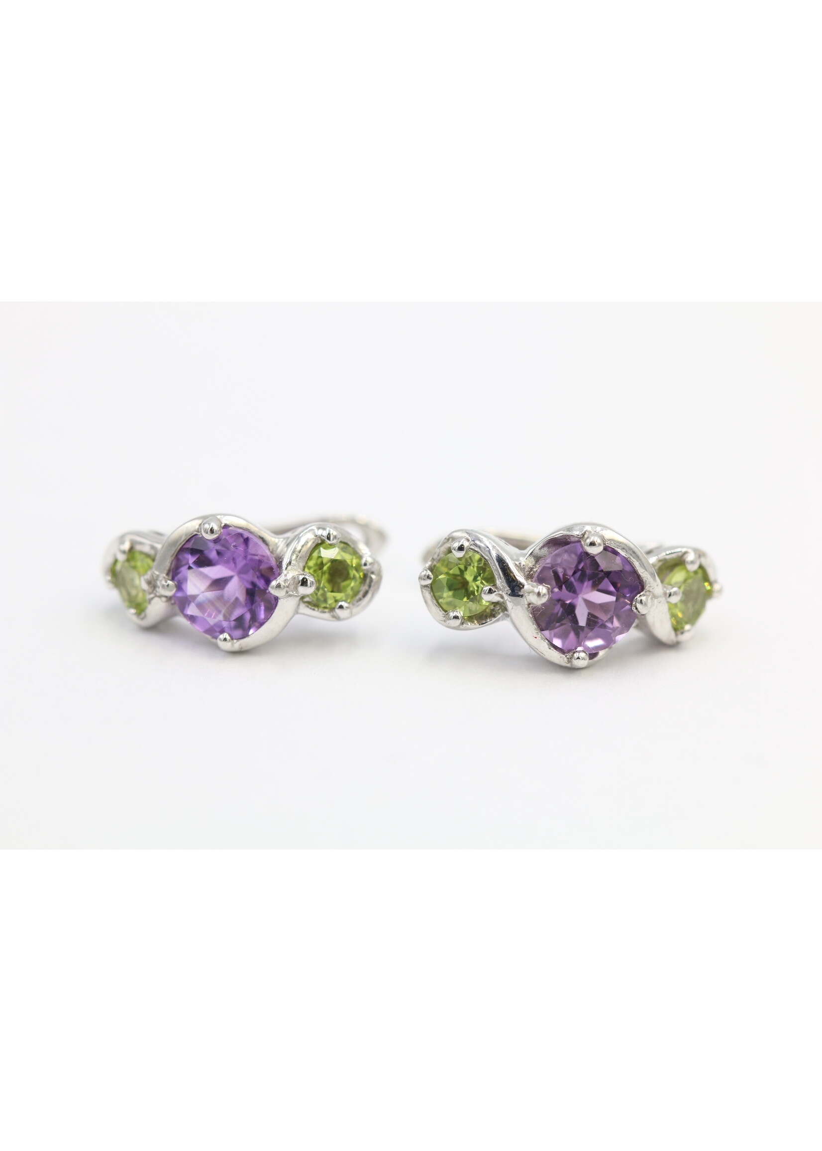 Boucles d'oreilles en argent 925 avec améthyste et péridots