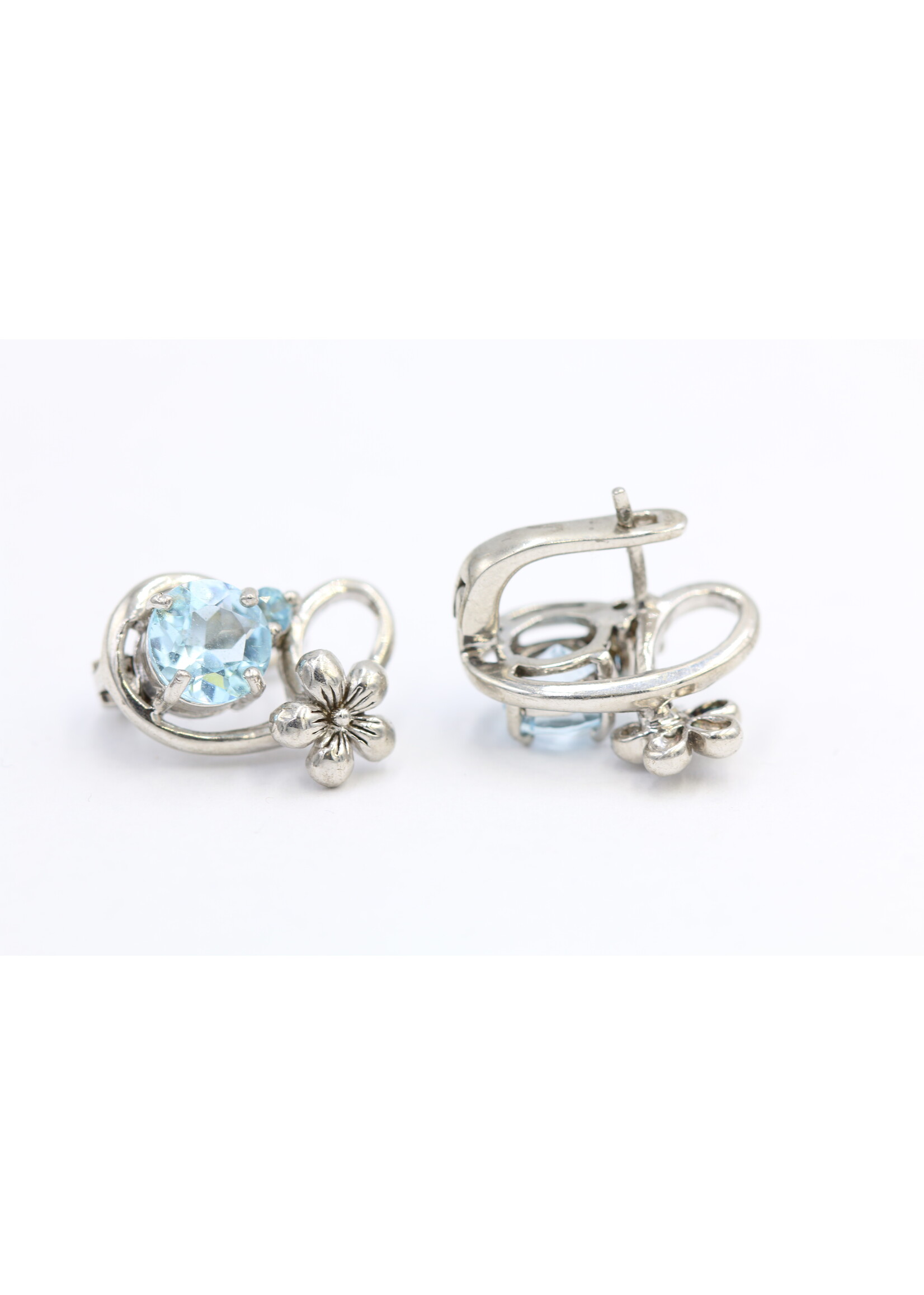 Boucles d'oreilles en argent 925 avec topaze bleue