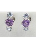 Boucles d'oreilles avec Améthyste et Topaze bleue