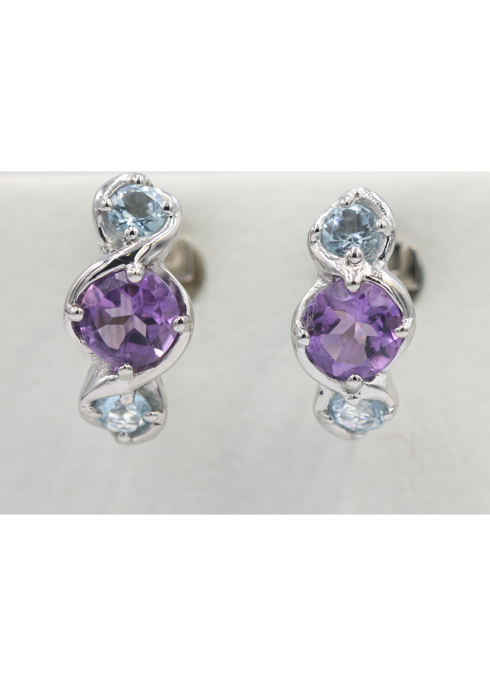 Silver 925 Earrings with Amethyst and Blue Topaz