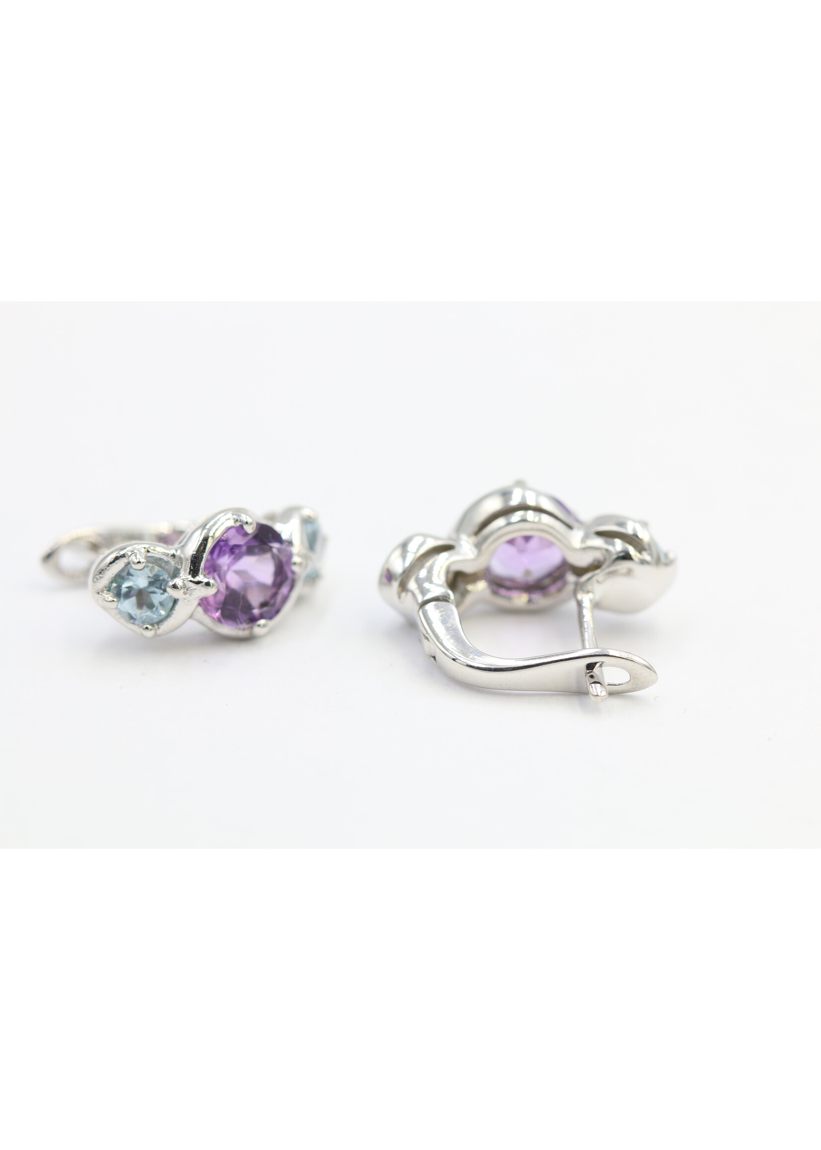 Silver 925 Earrings with Amethyst and Blue Topaz
