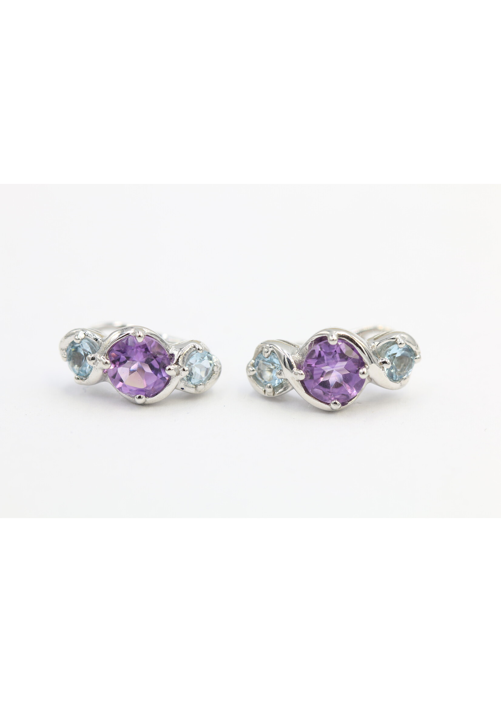 Silver 925 Earrings with Amethyst and Blue Topaz