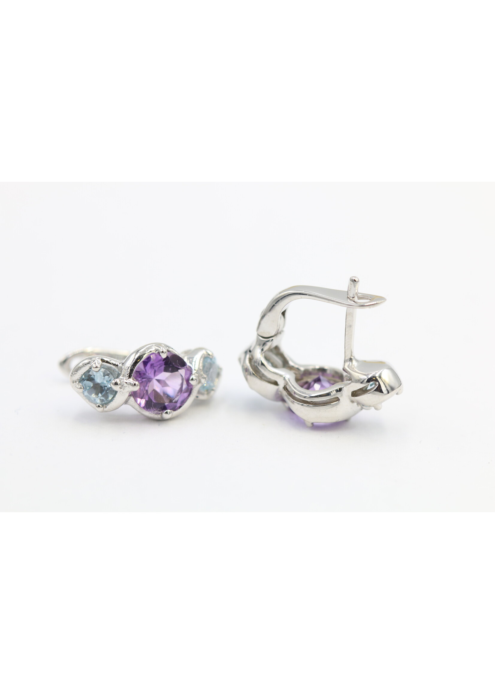 Silver 925 Earrings with Amethyst and Blue Topaz