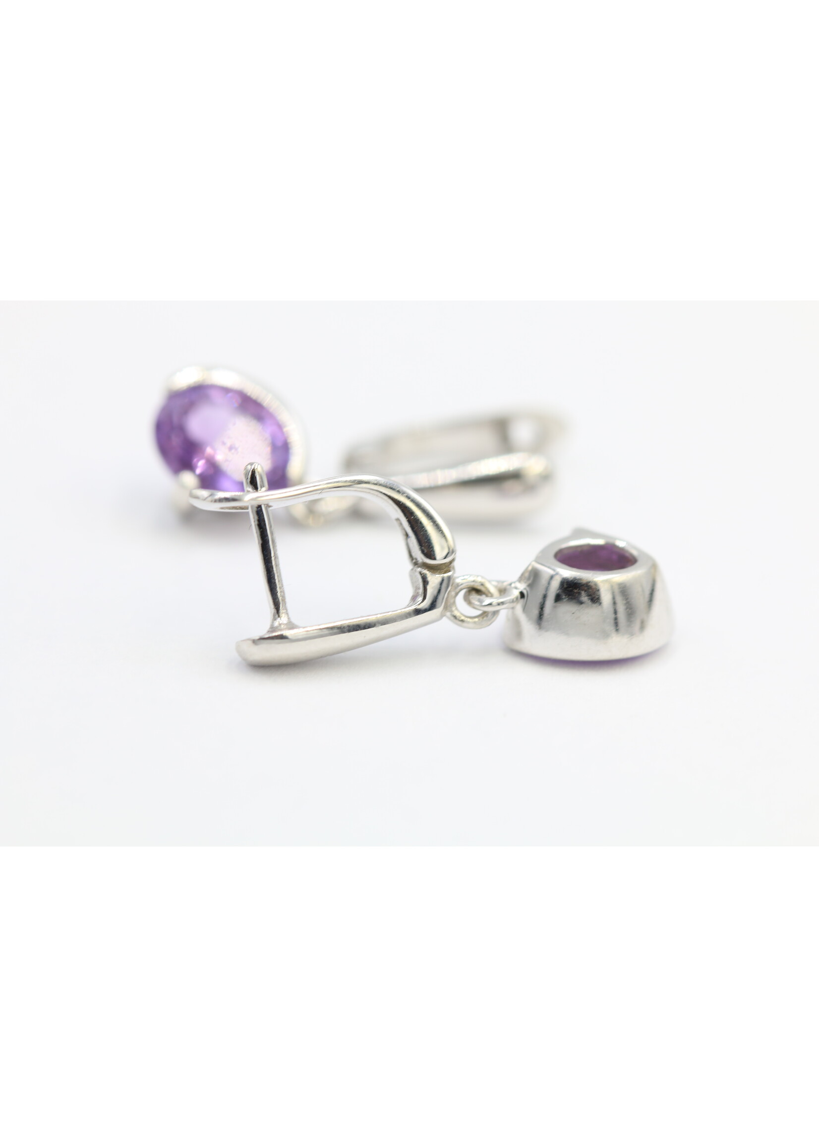 Orecchini in argento rodiato 925 con ametiste naturali